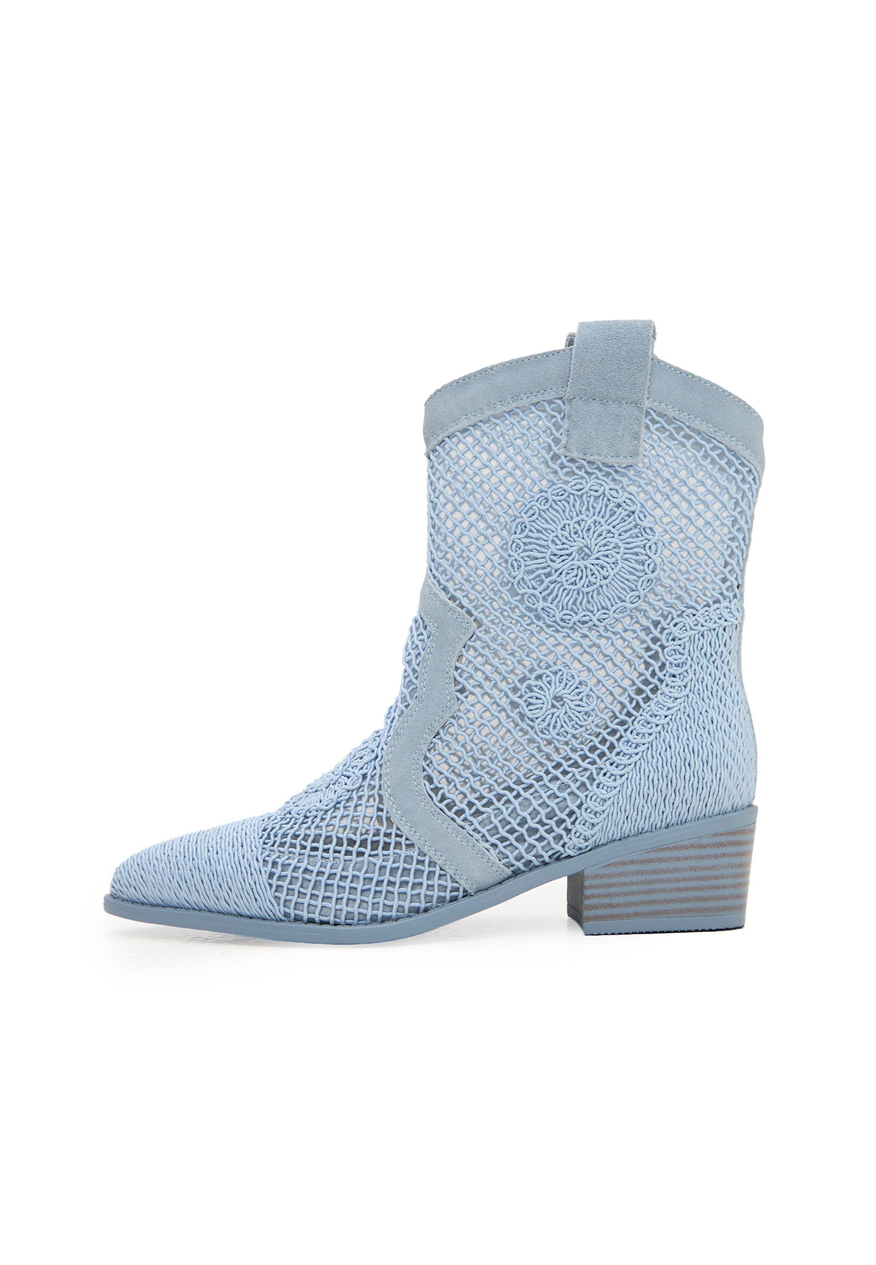 Suede Cowboy Boots - Sky Blue