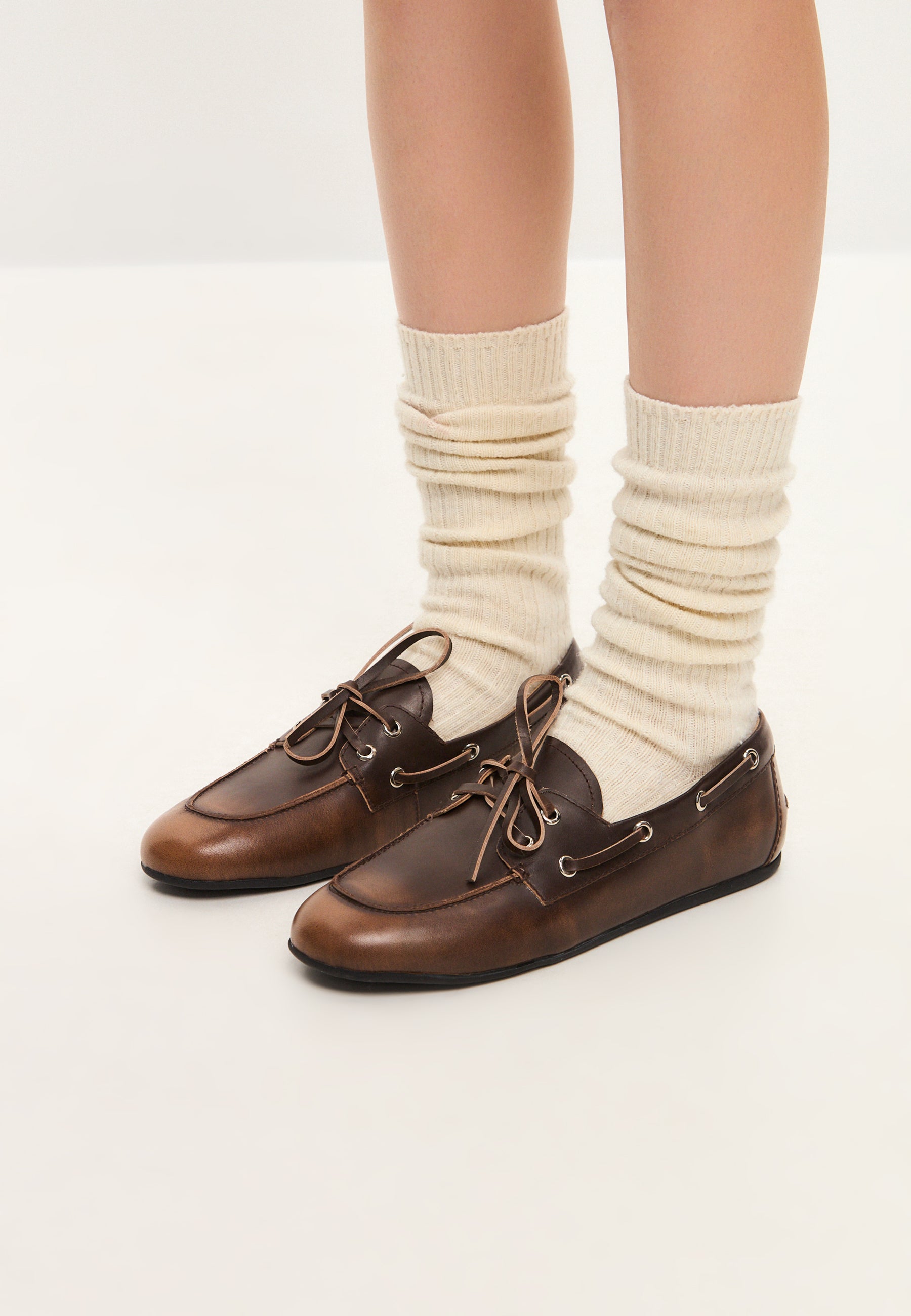 Loafers van leer met used-effect – Bruin