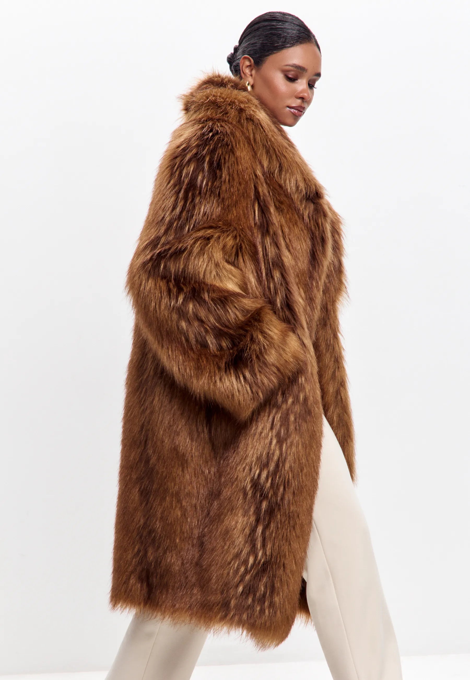 Faux Fur Long Coat — Oversized Winter Statement