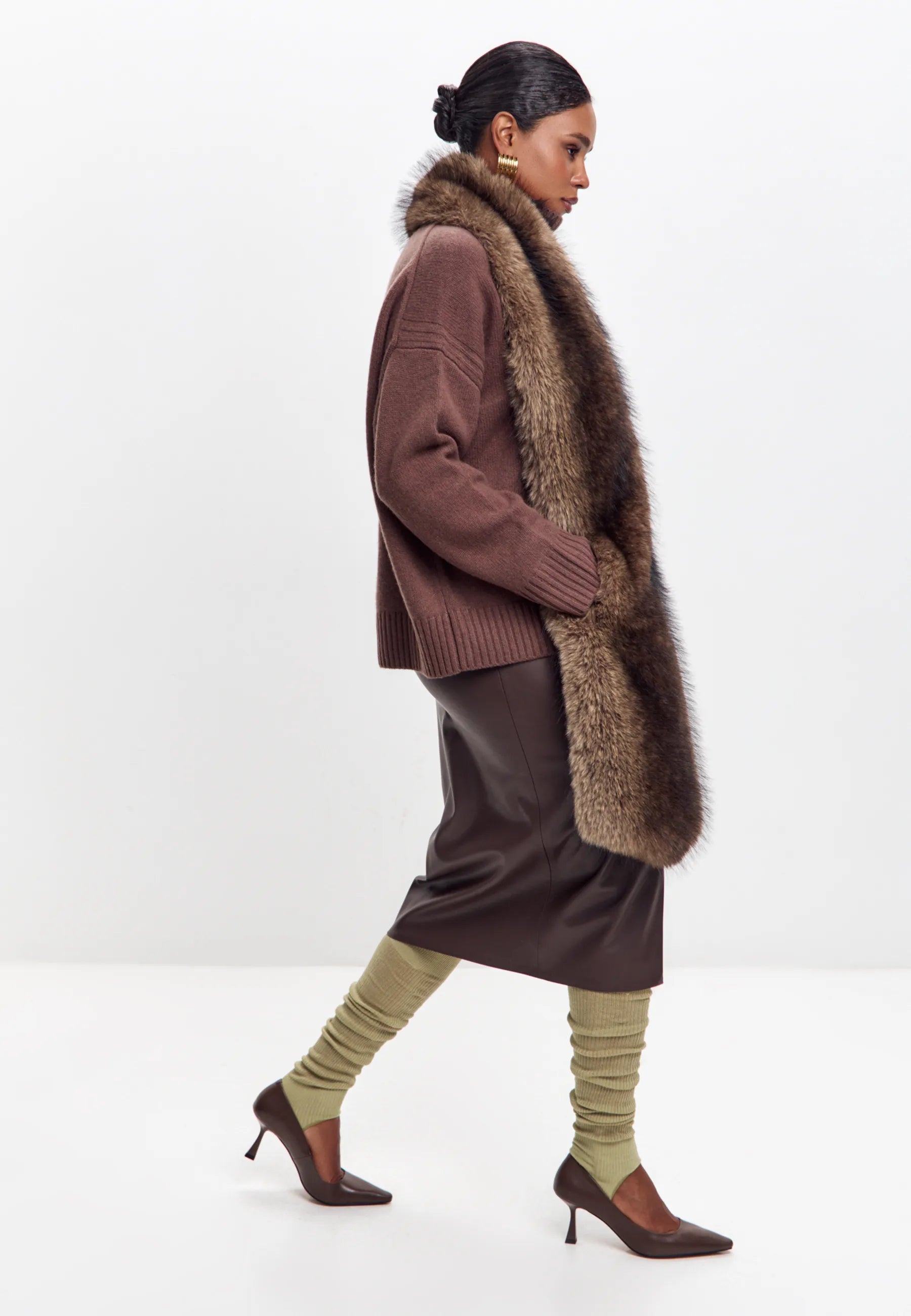 Maxi Faux Fur Stole – Chocolate Brown