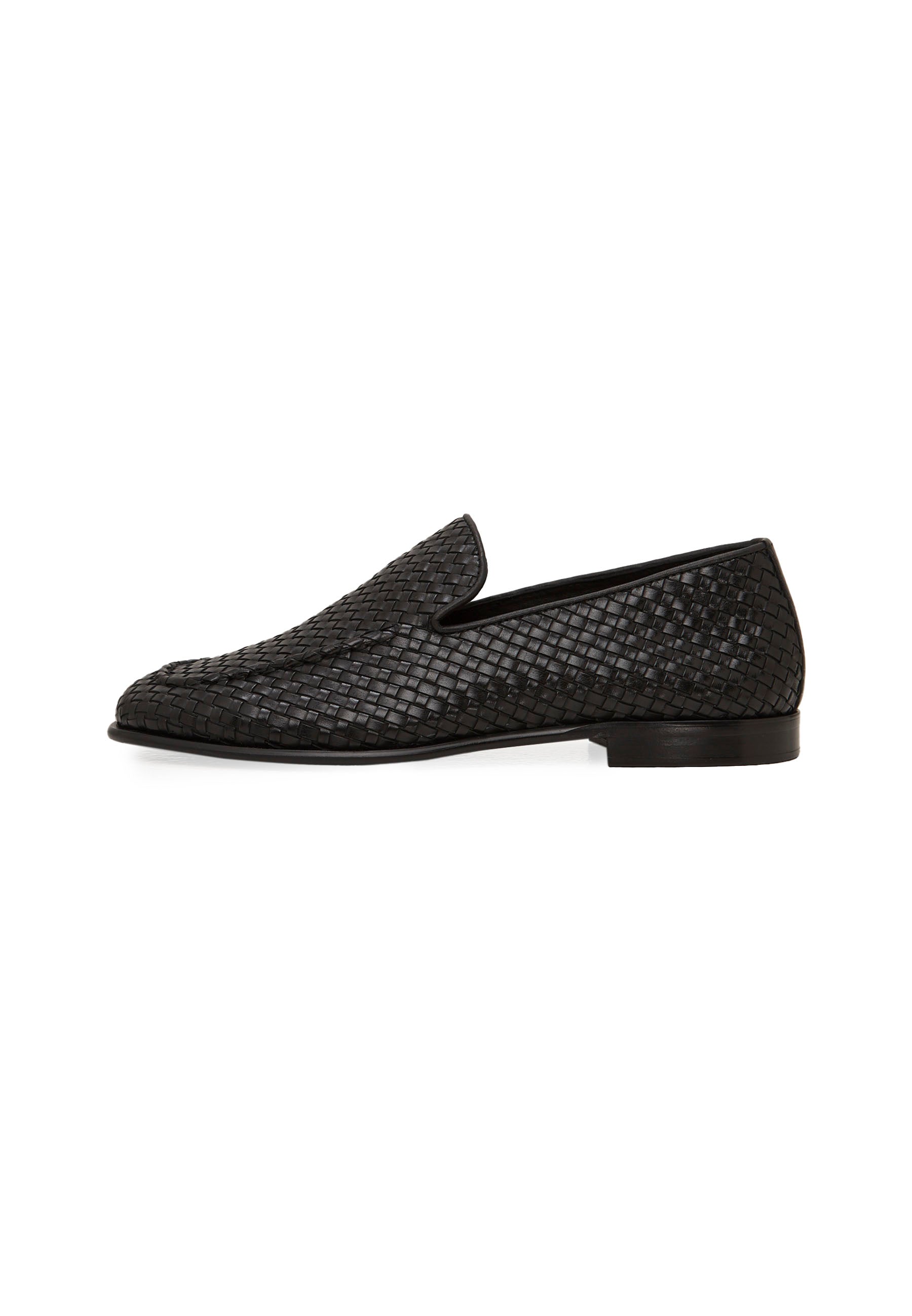 Woven Slip-On Loafers – Black