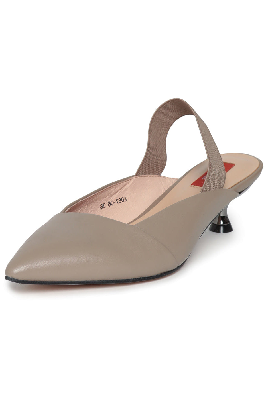 Slingback pumps i læder – Beige