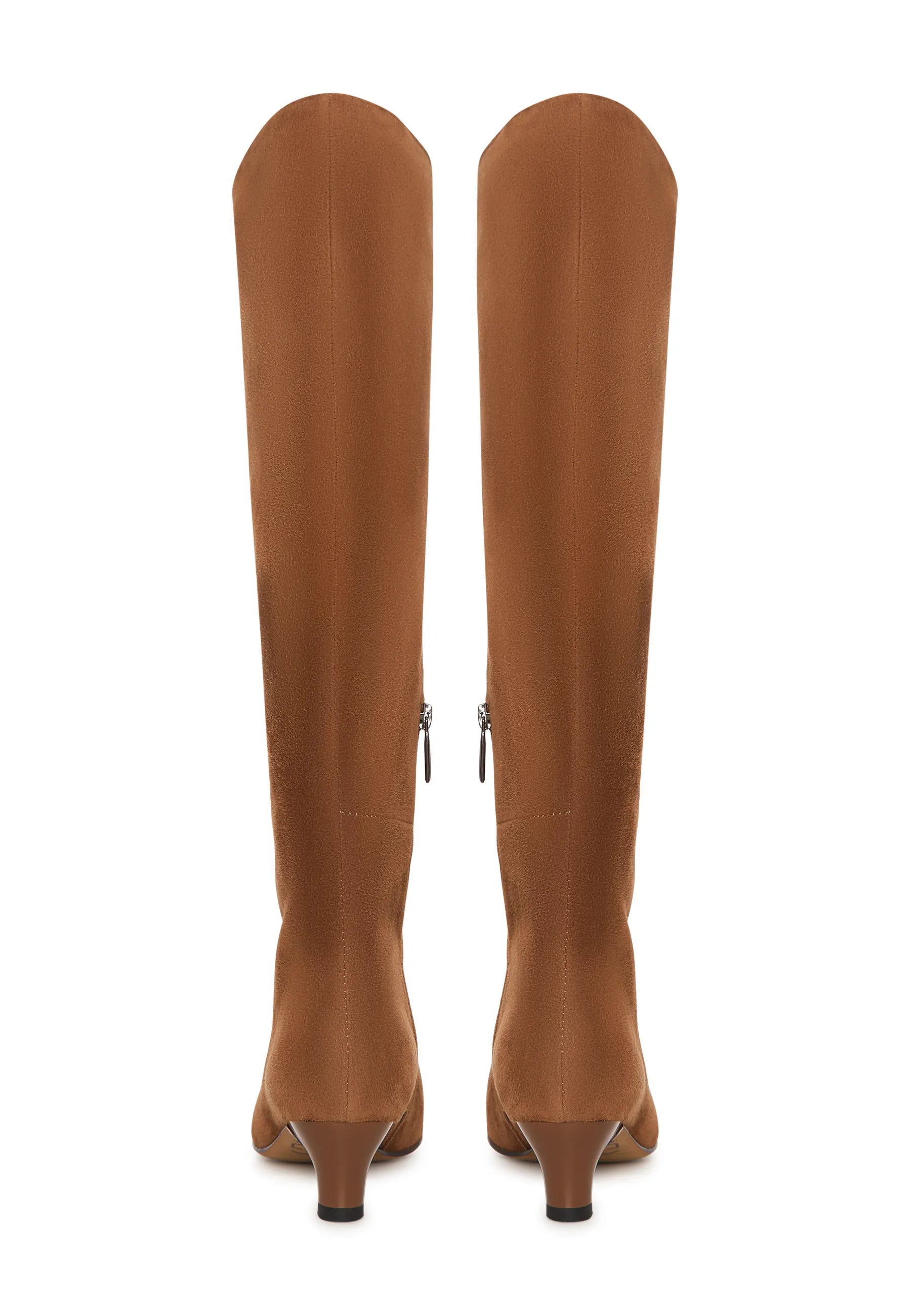 Elegant Suede Knee-High Boot - Light Brown