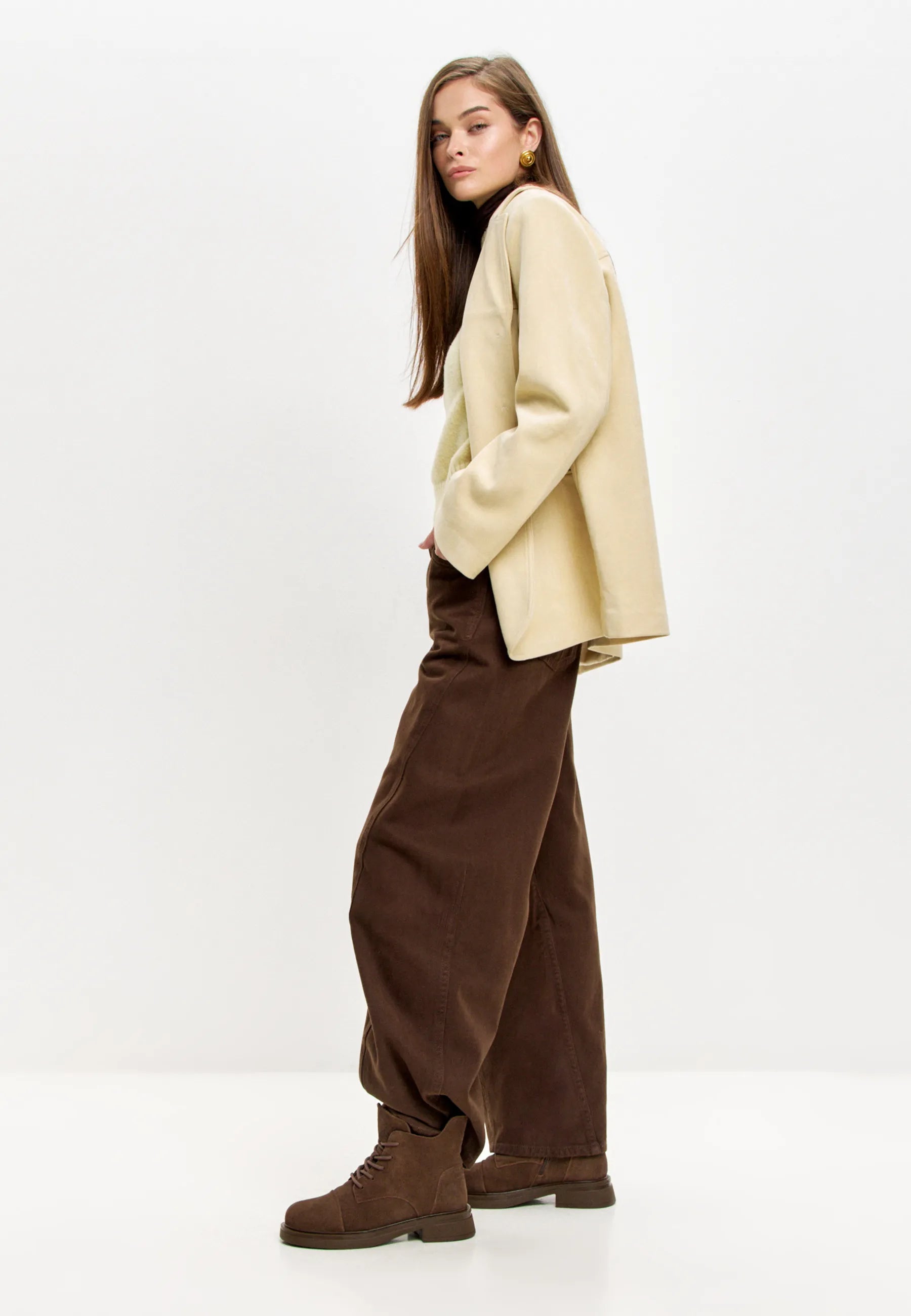 Structured Lace-Up Combat Boot - Brown