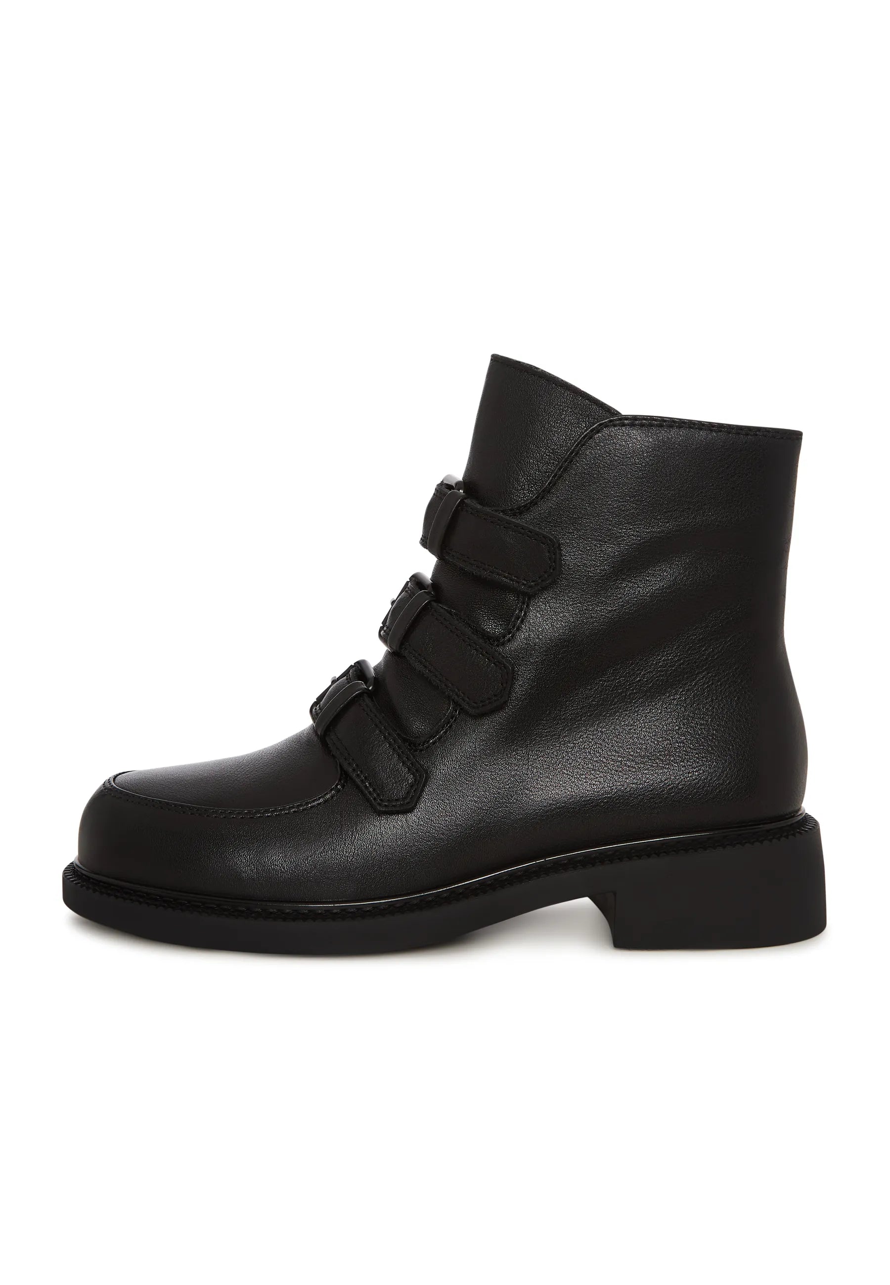 Soft Leather Triple Buckle Strap Pointed Toe Ankle Boots main image 1