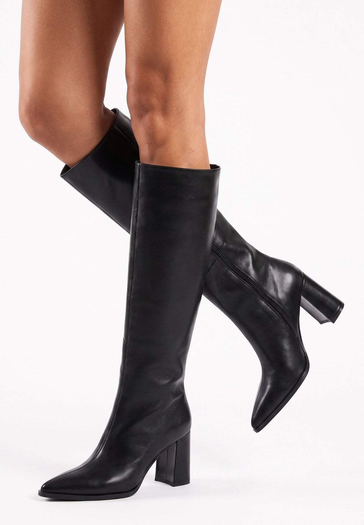 Laarzen met chunky blokhak – Zwart