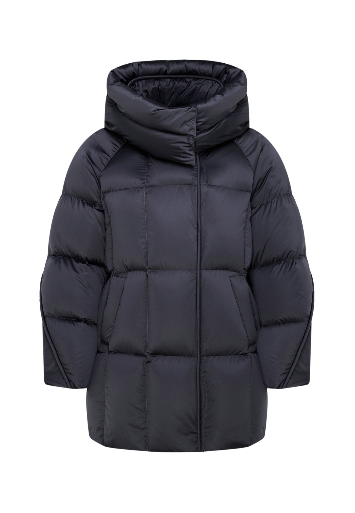 Oversize Steppjacke mit Kapuze – Blau