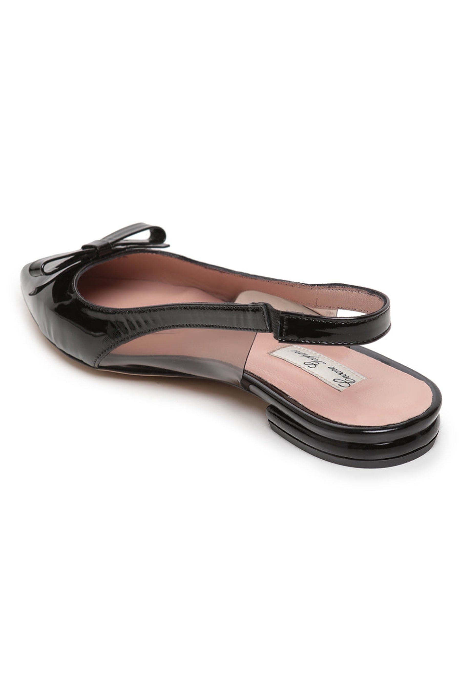 Bow Glint Slingbacks - Black