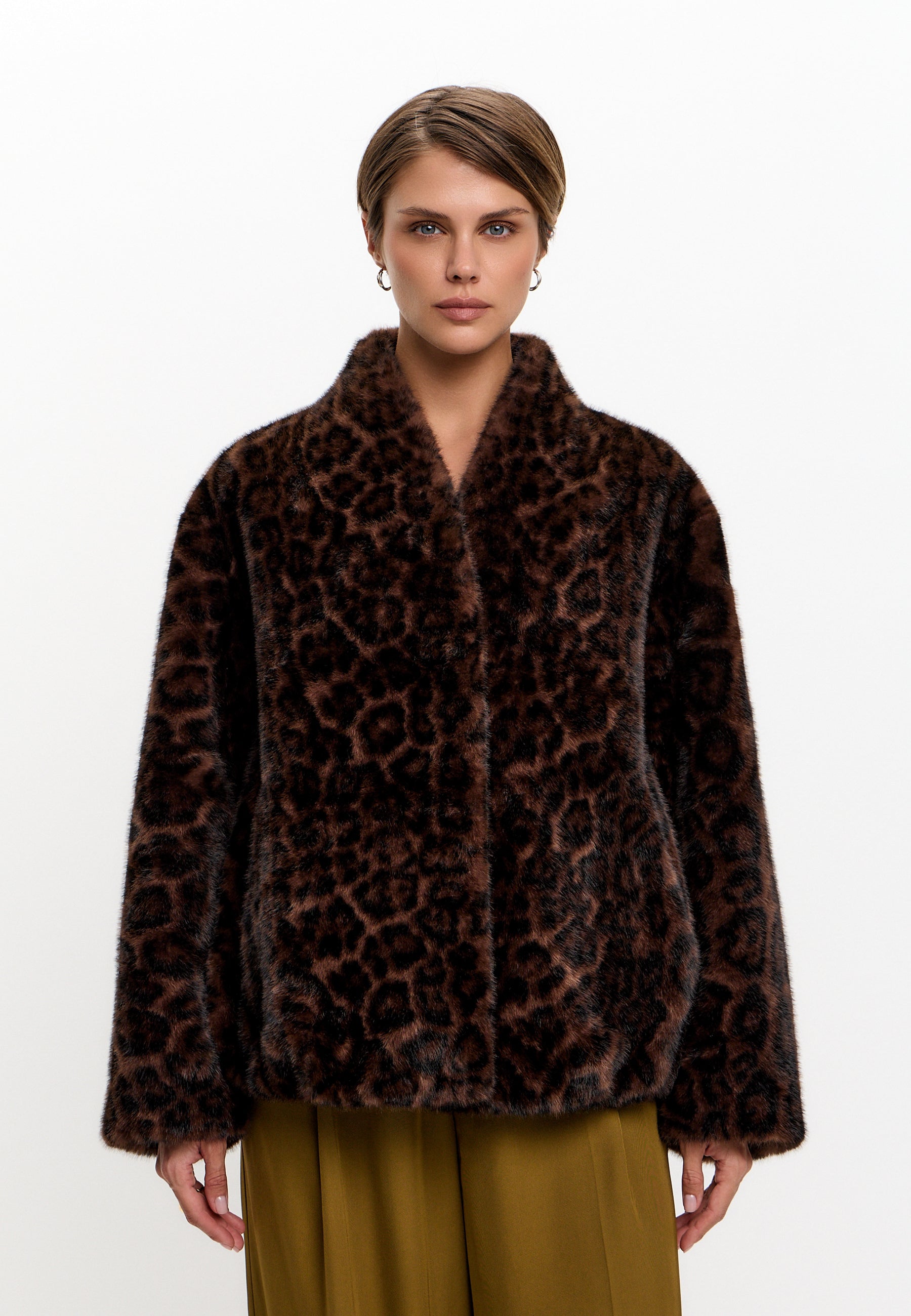 Chaqueta Halo de piel sintética – Leopardo