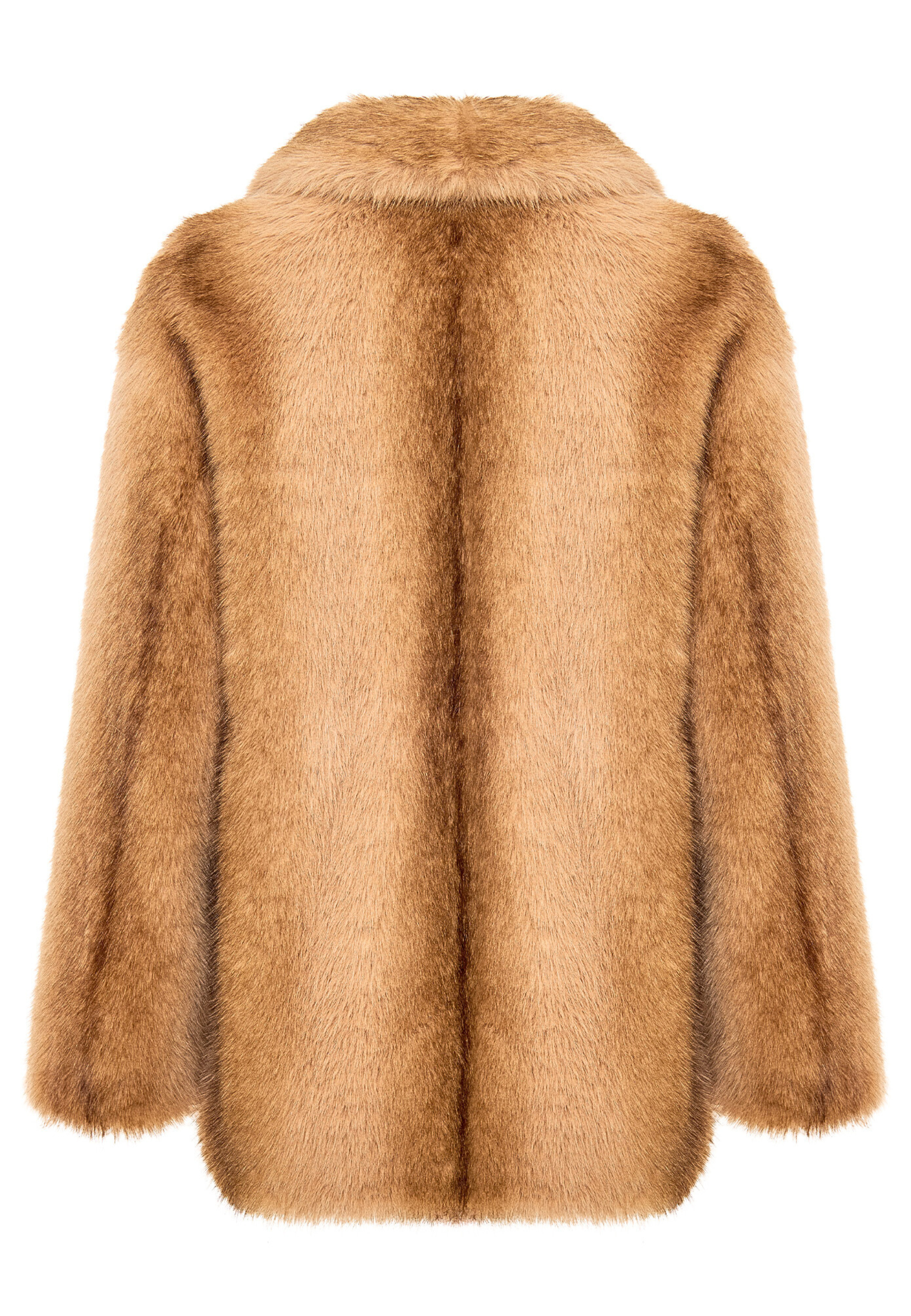 Golden Oversized Fox Faux Fur Jacket