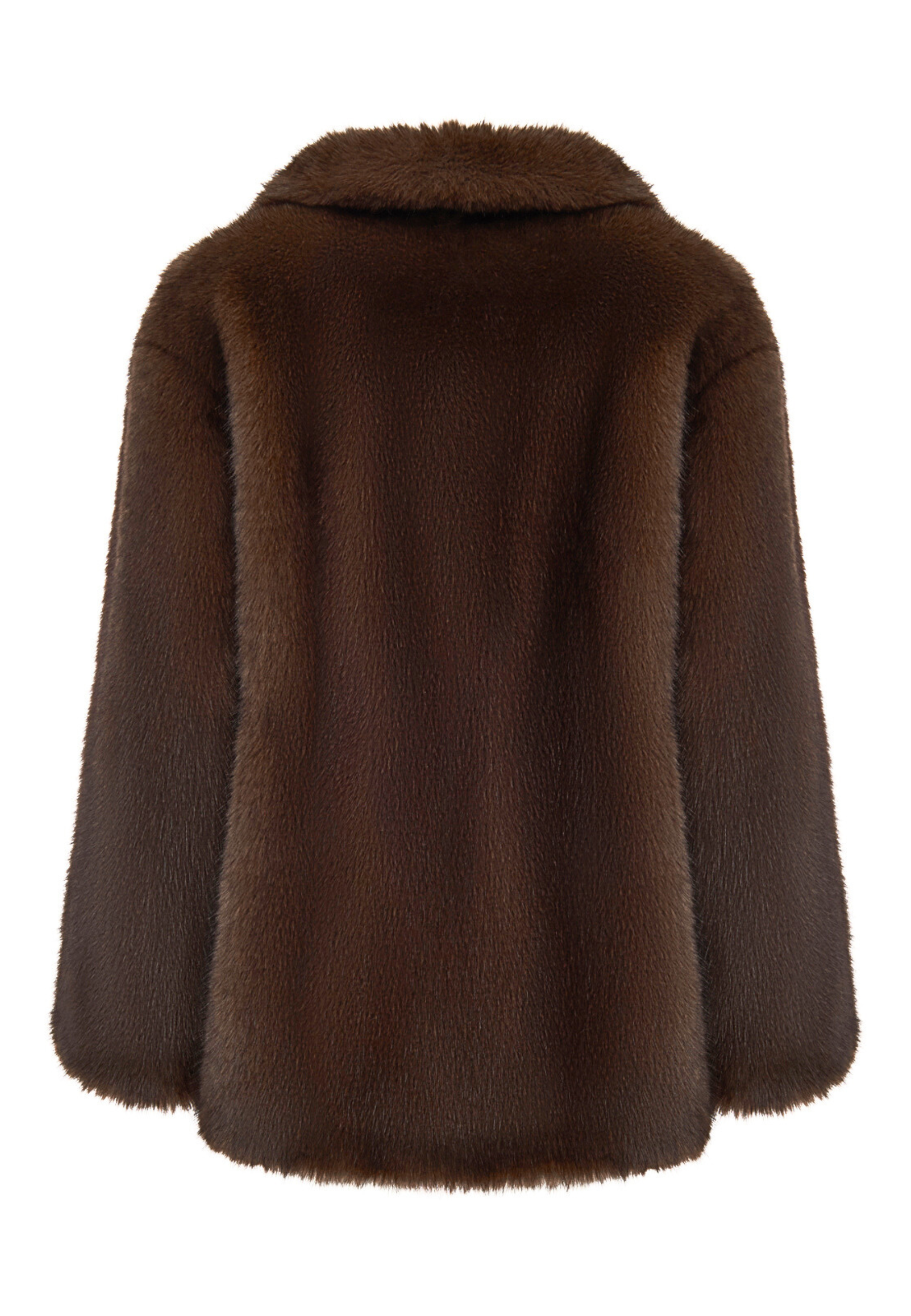 Chocolate Brown Faux Fur Coat – Oversized Luxury Winter Jacket