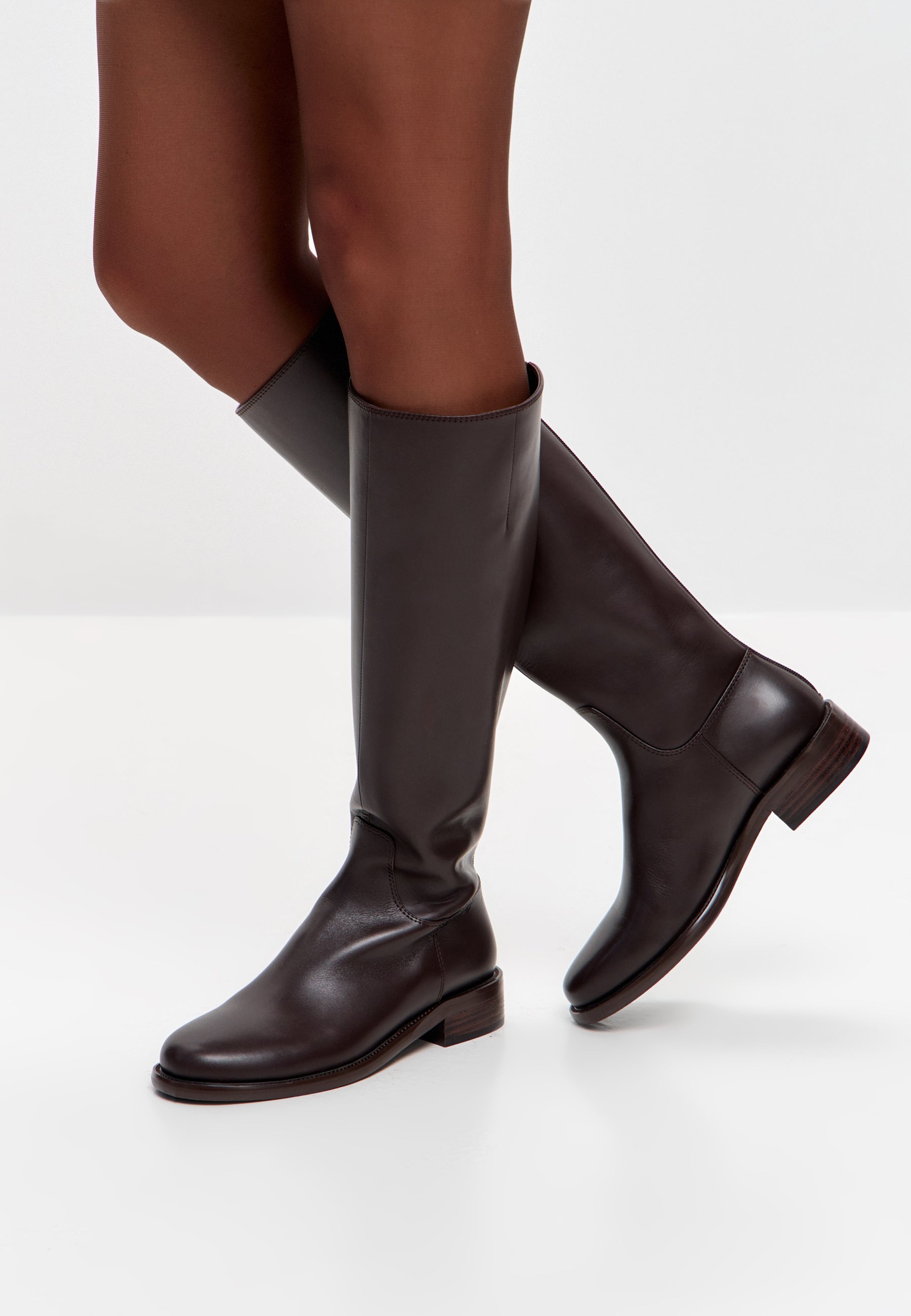 Kniehohe Reitstiefel aus Leder – Schwarz