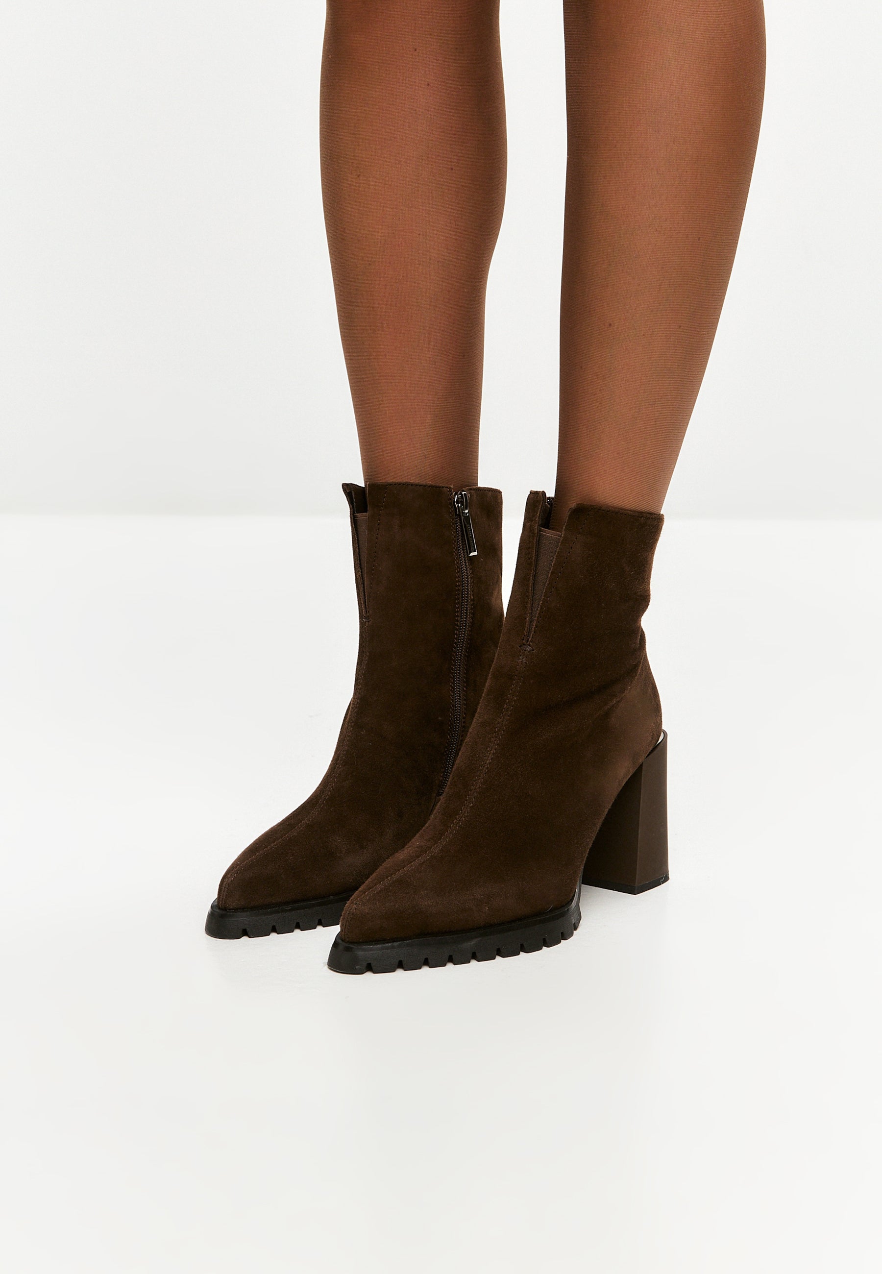 Botas de tacón de cocodrilo Helen - Marrón