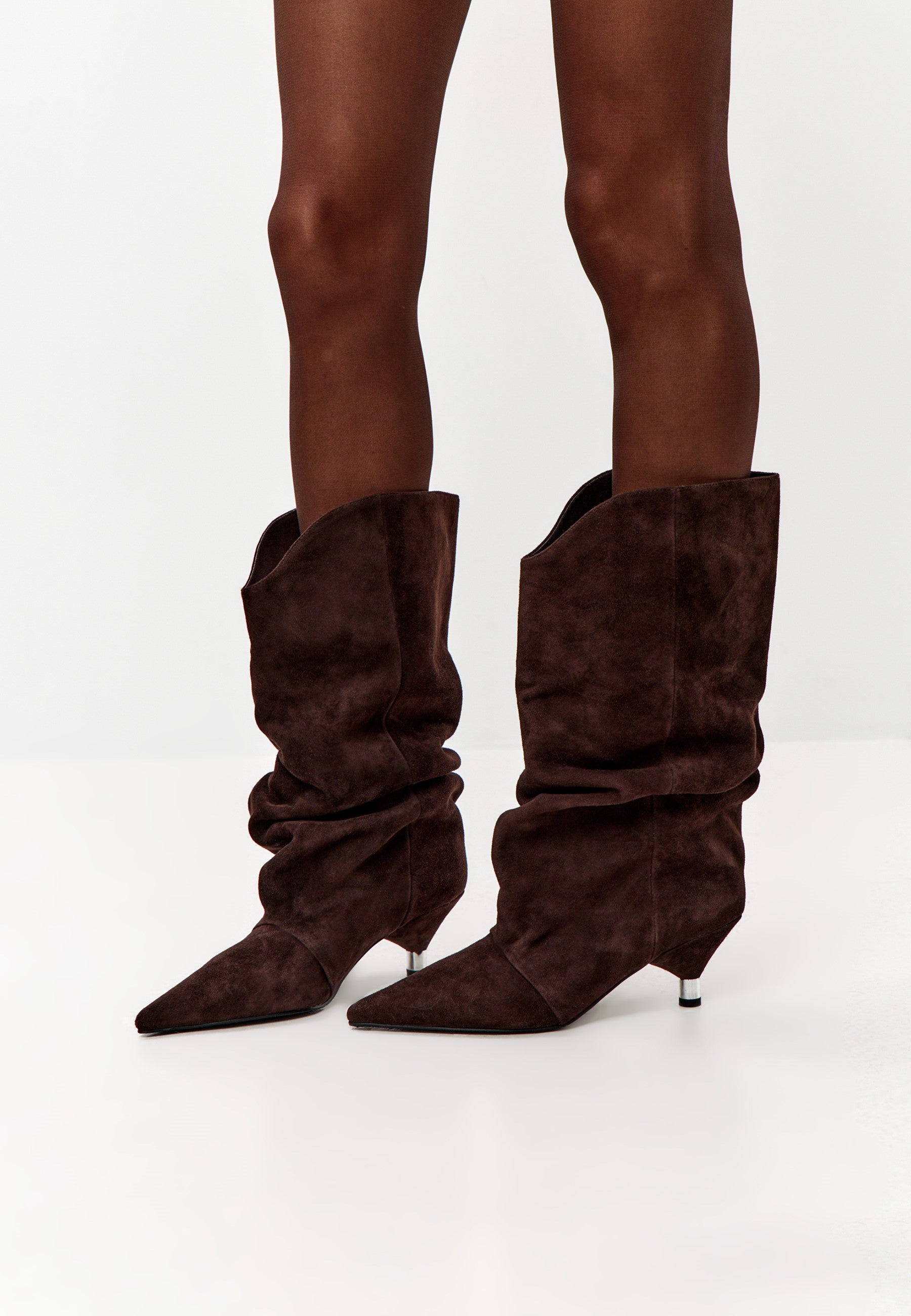 Kitten Heel Ankle Boots - Brown