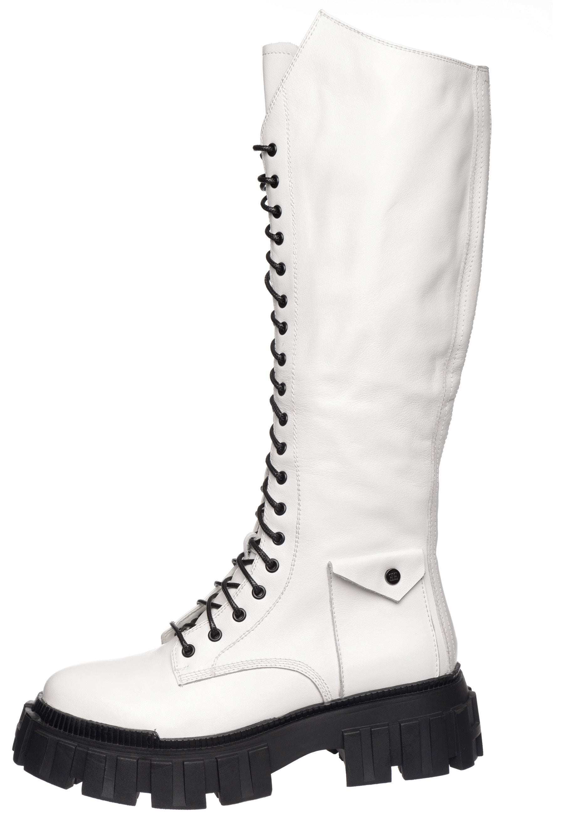 Wysokie buty bojowe - białe