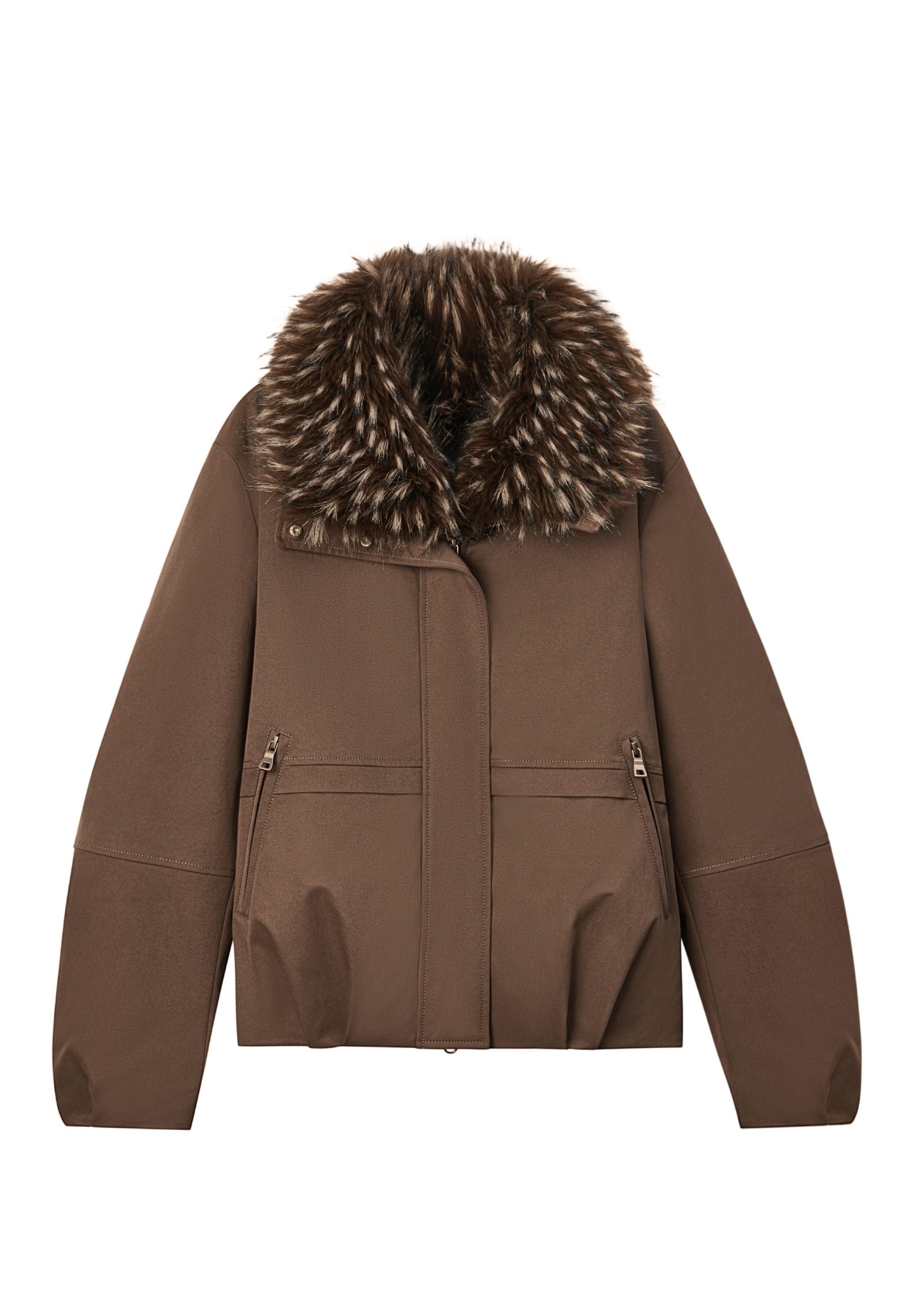Chaqueta Signature con cuello oversize – Marrón
