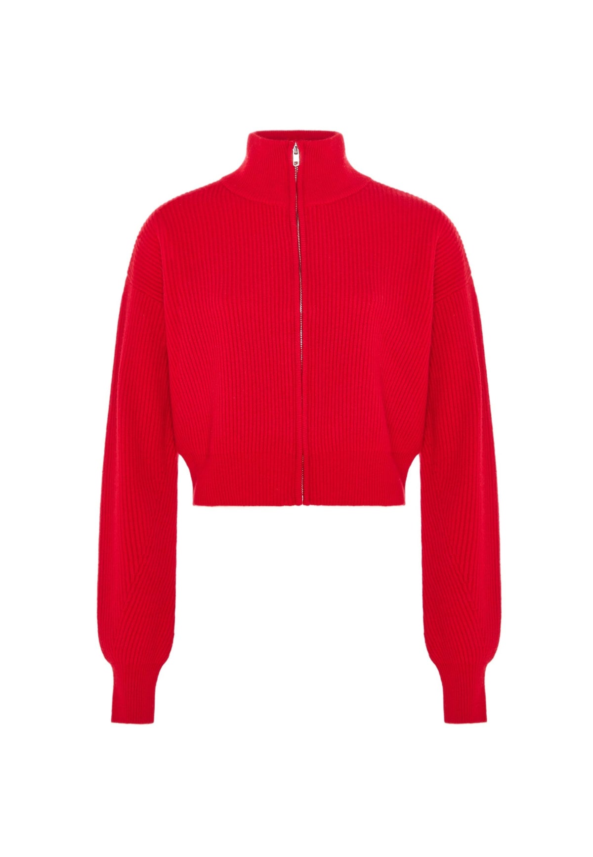 Woll-Cardigan mit Reißverschluss Mauve – Rot