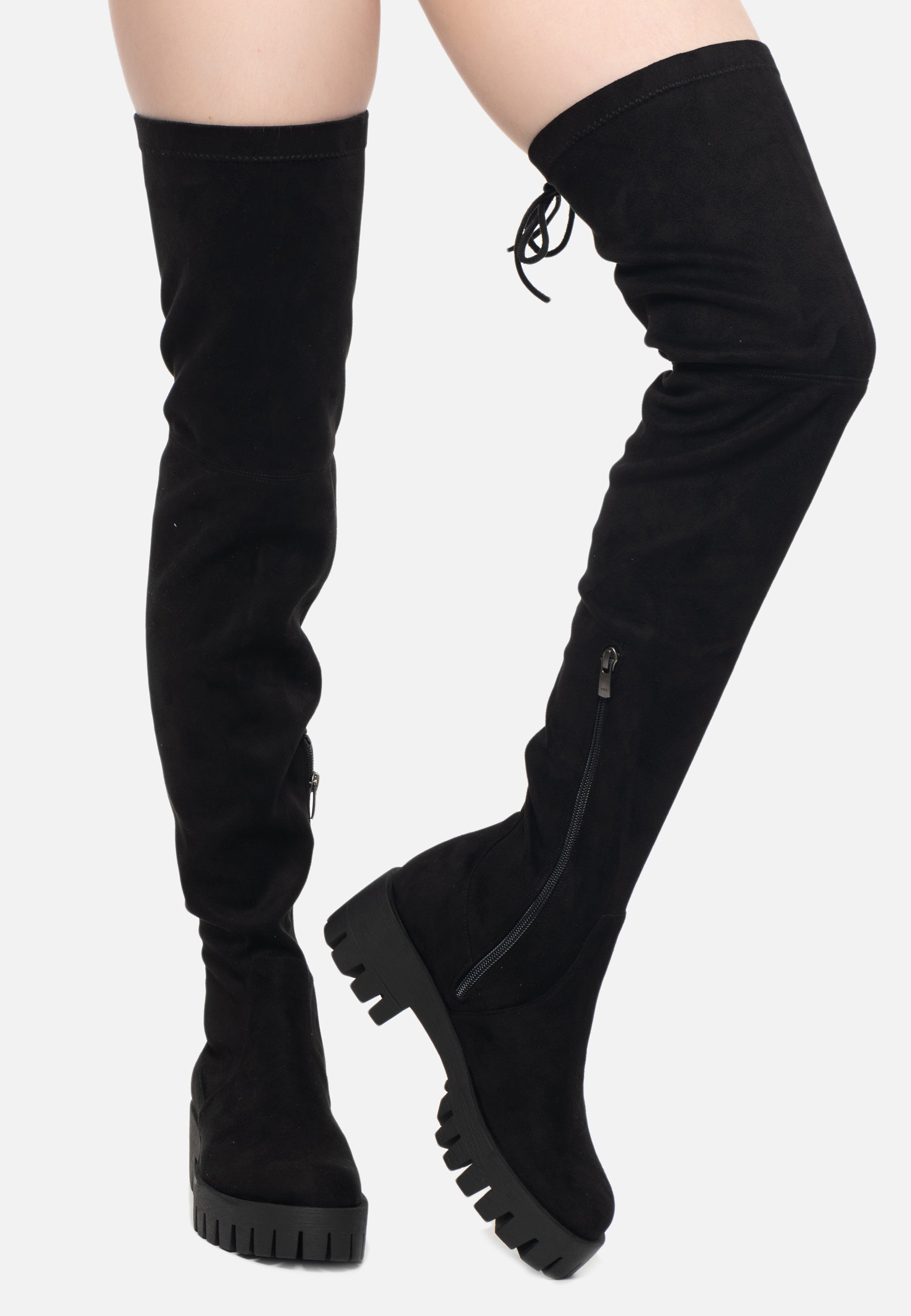 Suede Over-the-Knee Boots – Black
