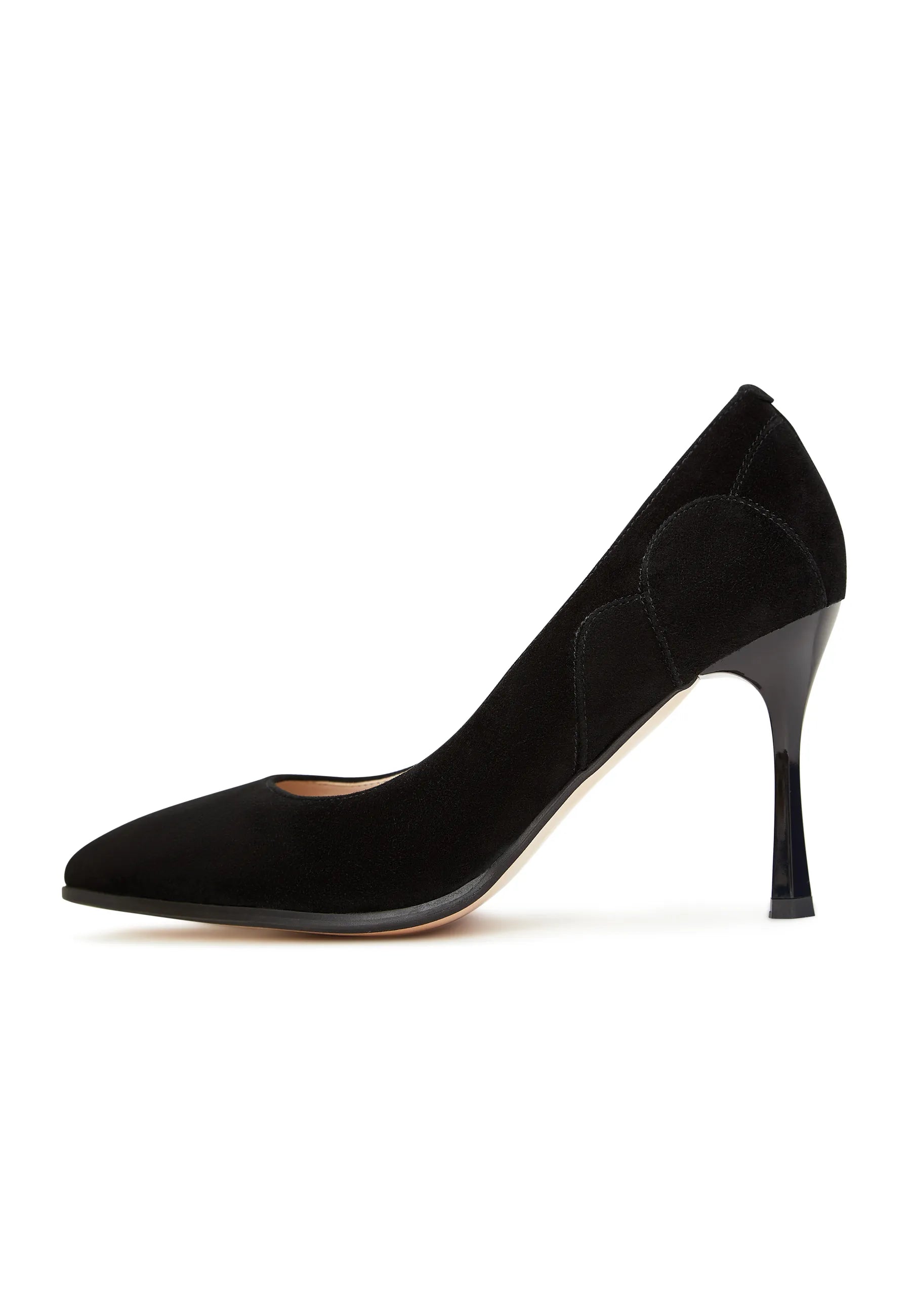 Suede Line Stiletto Pumps – Black