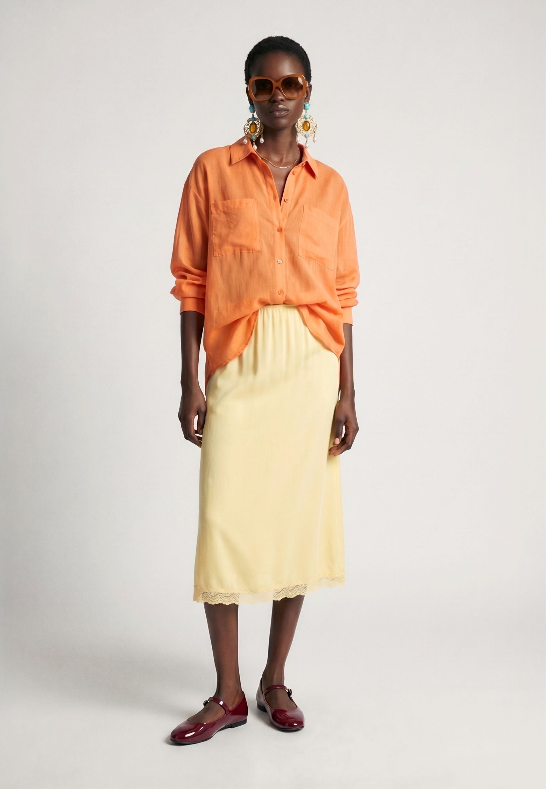 Patentowe buty Mary Jane Flats - Bordeaux