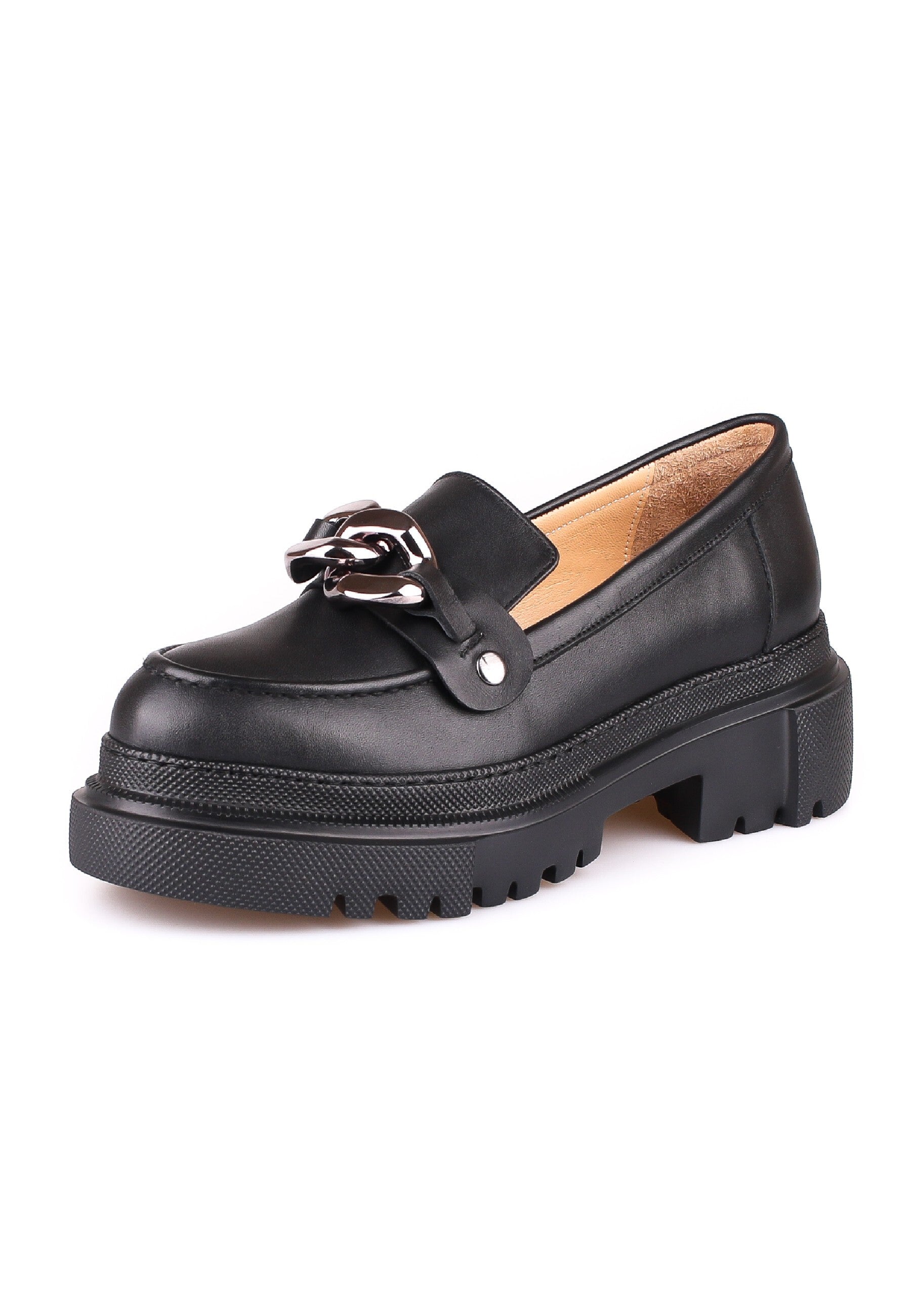 Chunky Chain Detail Loafers - Black