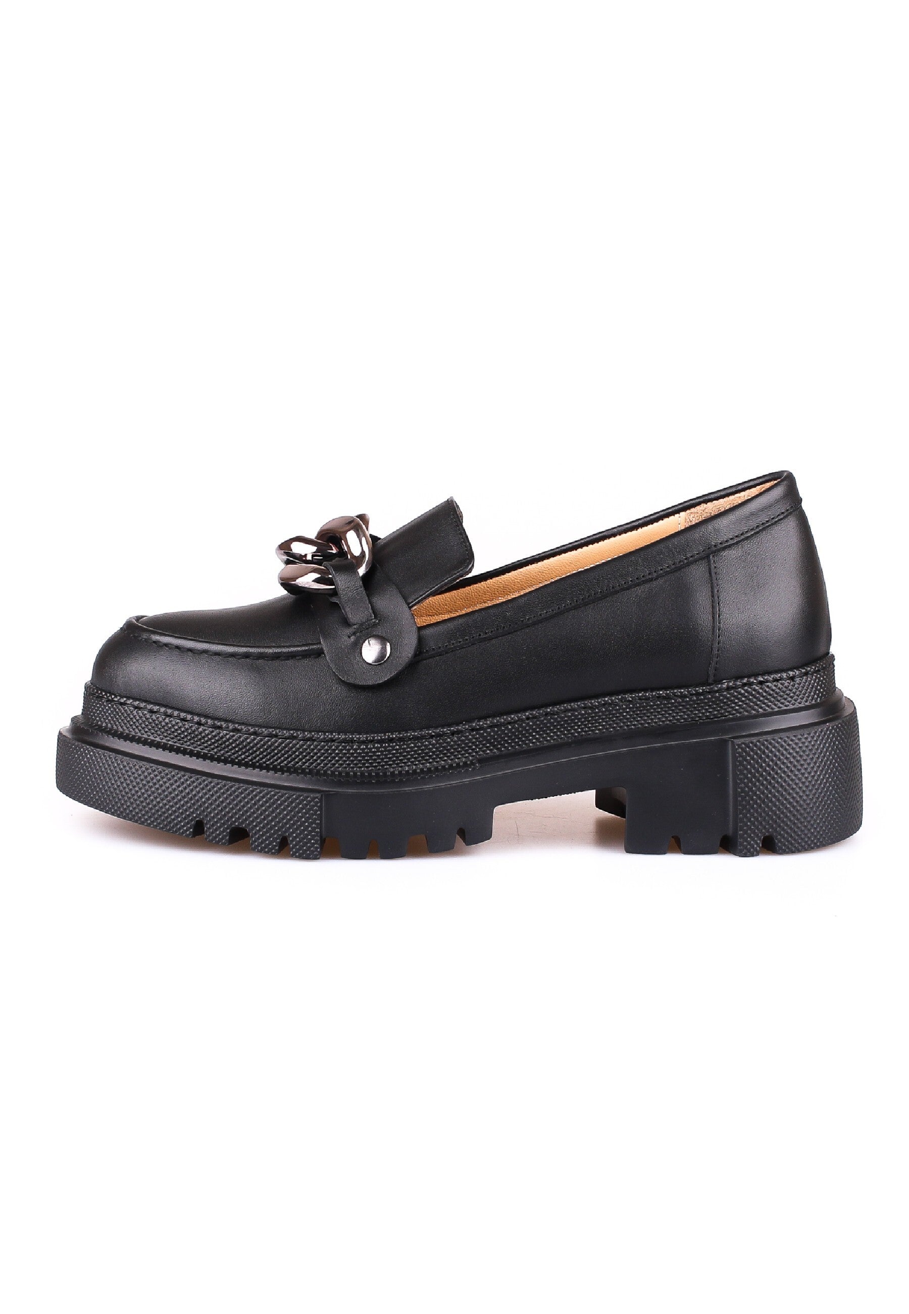 Chunky Chain Detail Loafers - Black