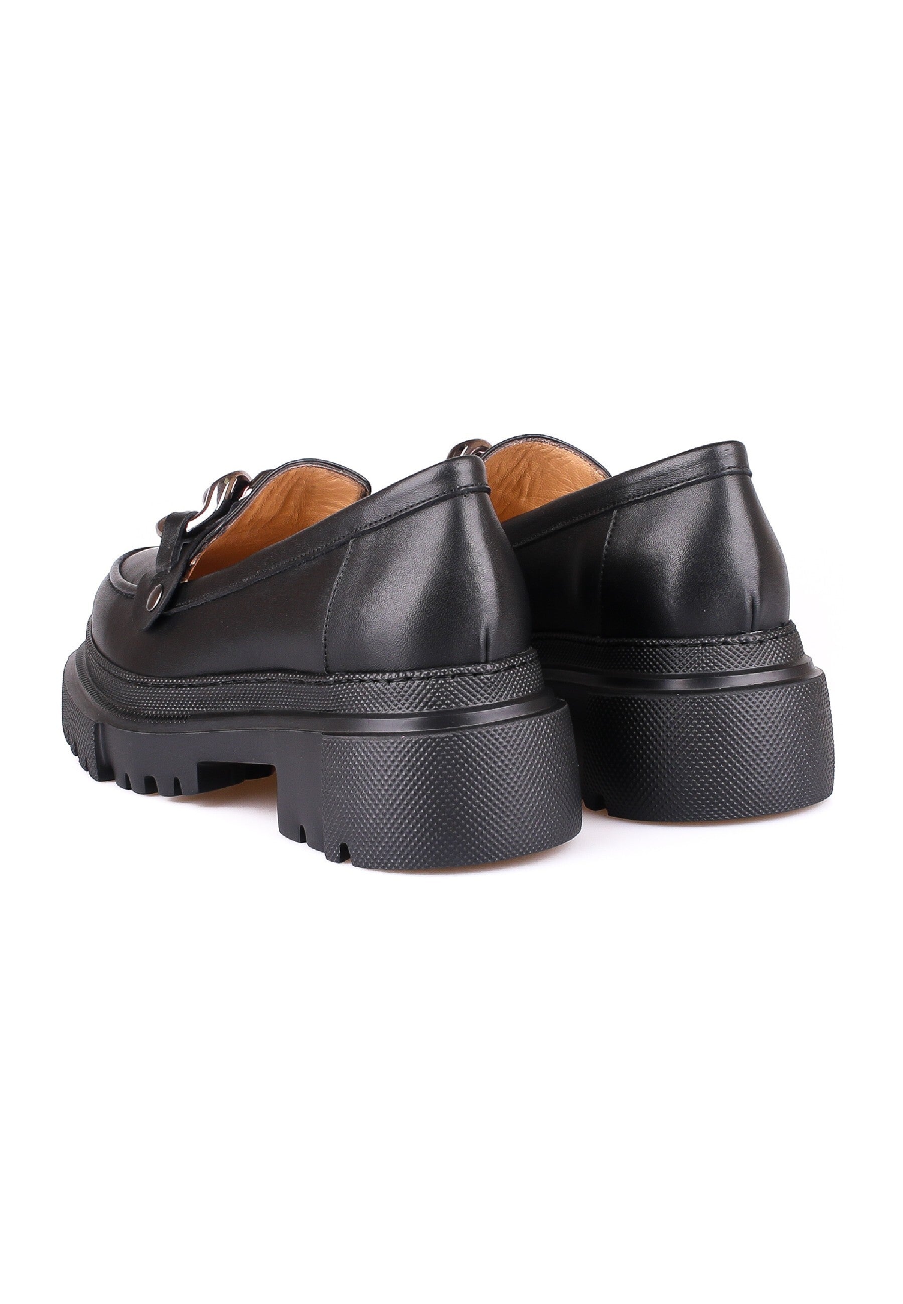 Chunky Chain Detail Loafers - Black