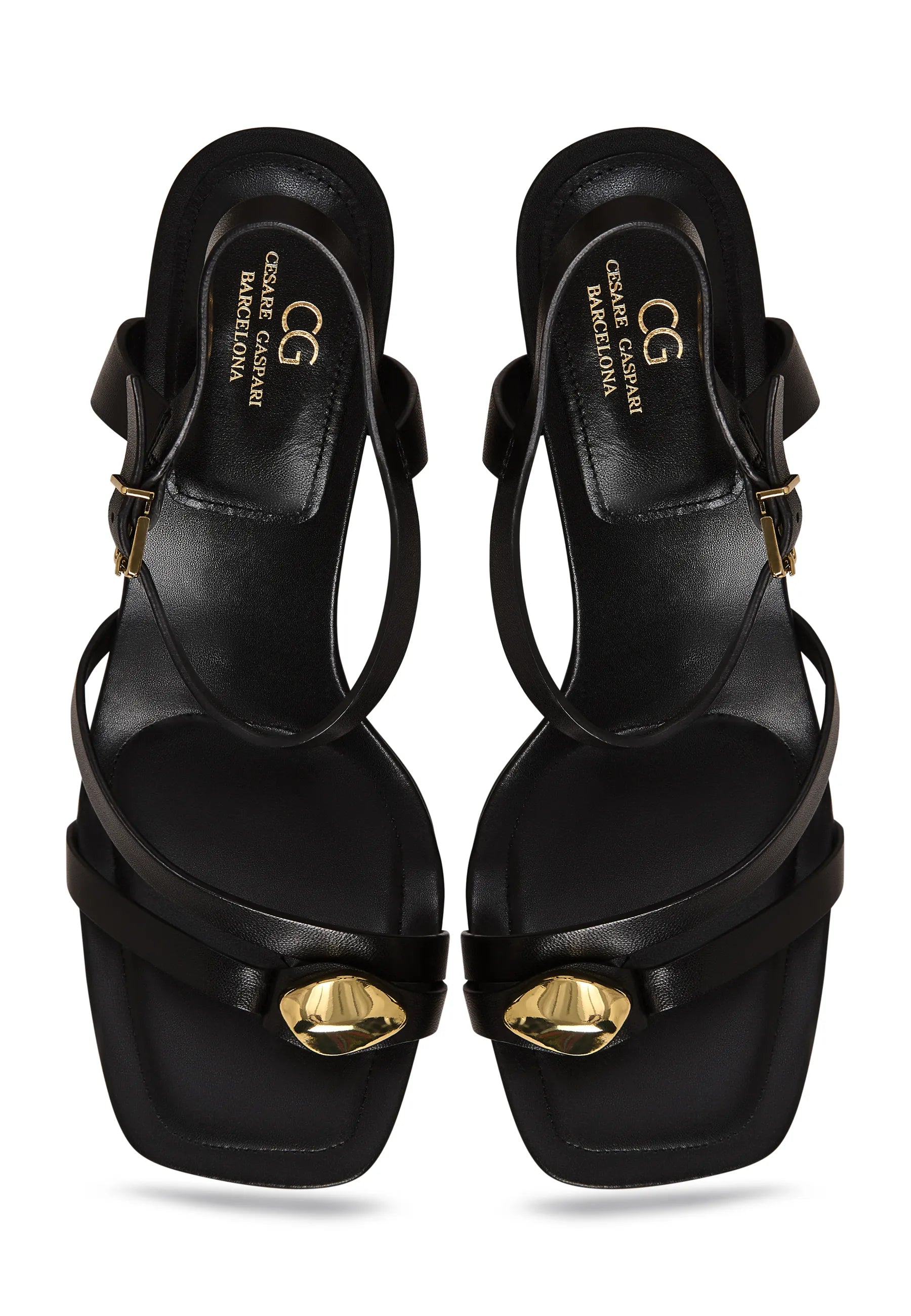 Gold Accent Strappy Leather Sandal