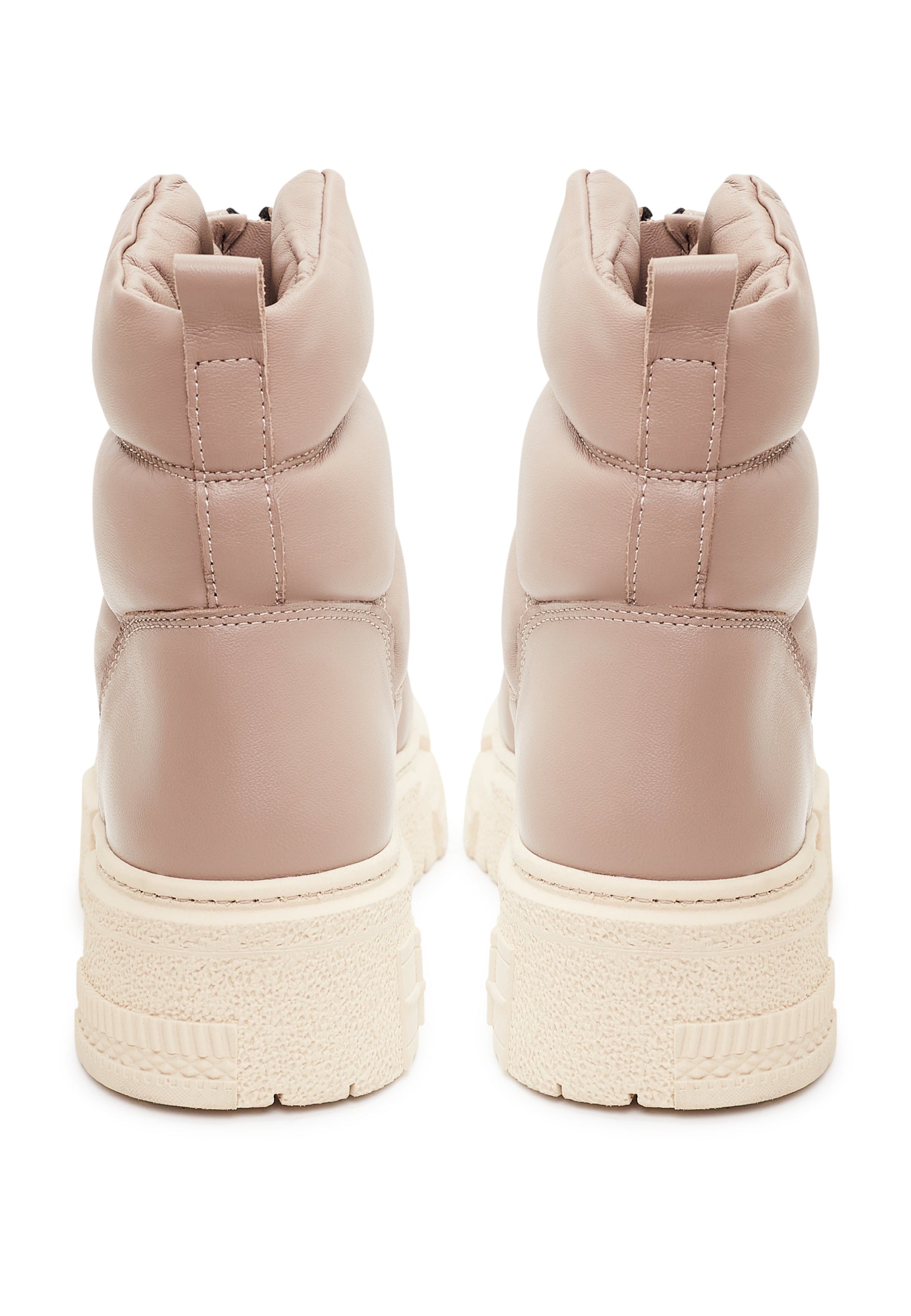 Chunky Quilted Ankle Boots - Beige