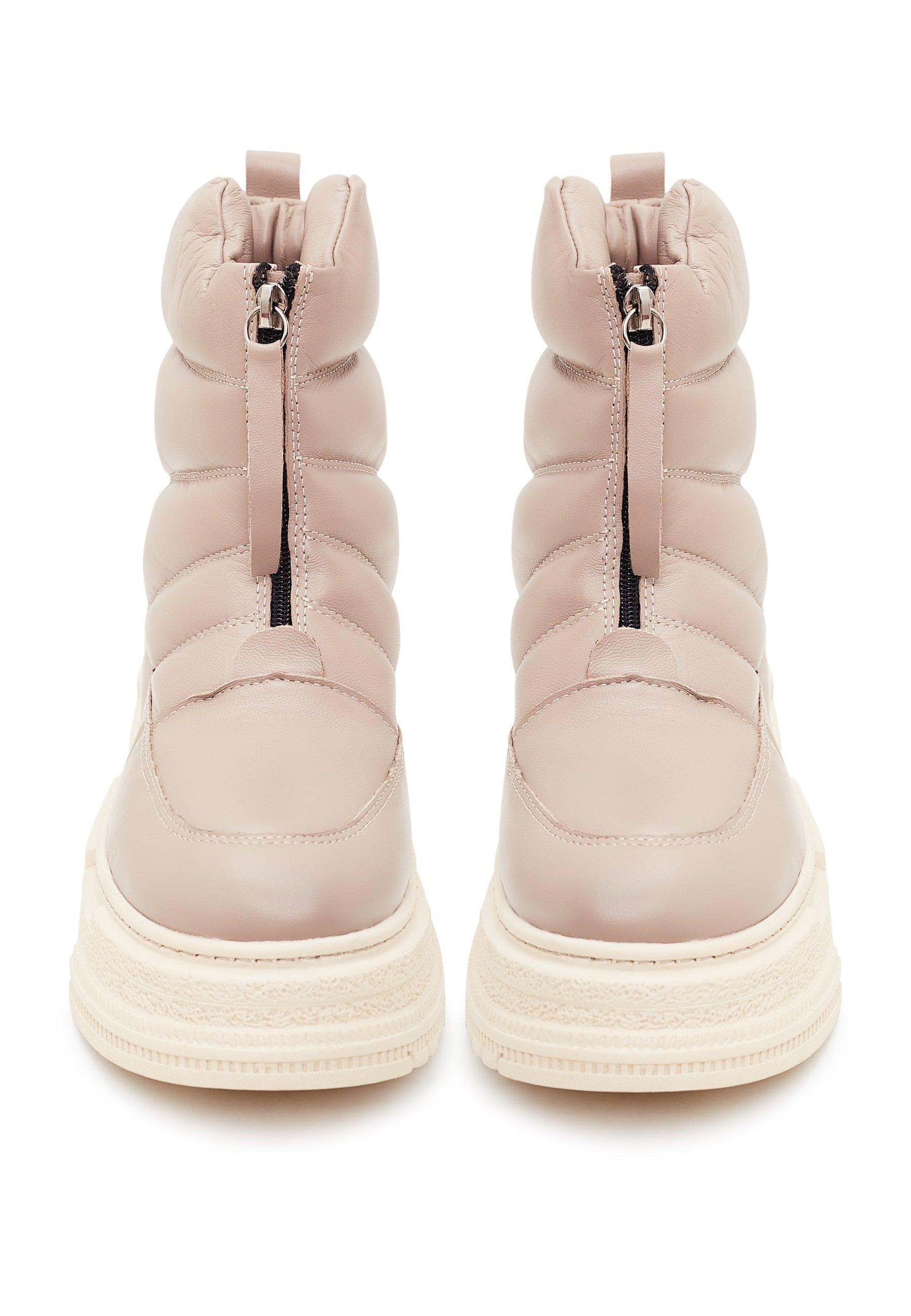 Chunky Quilted Ankle Boots - Beige
