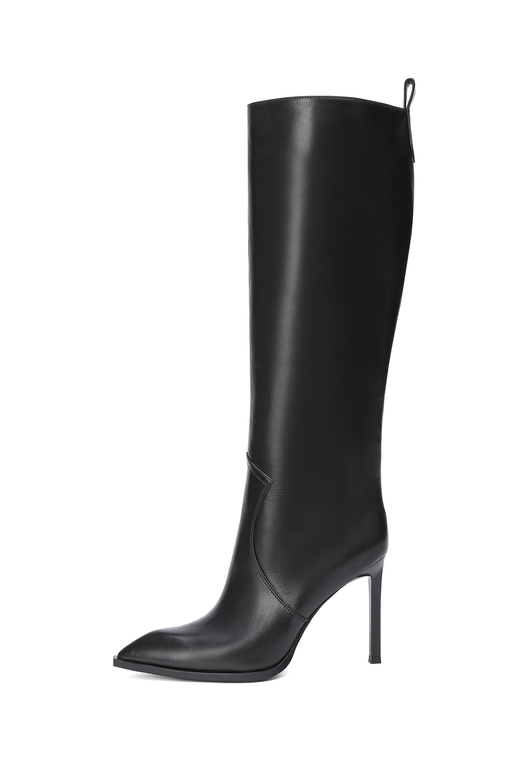 Leather Knee-High Boots Black
