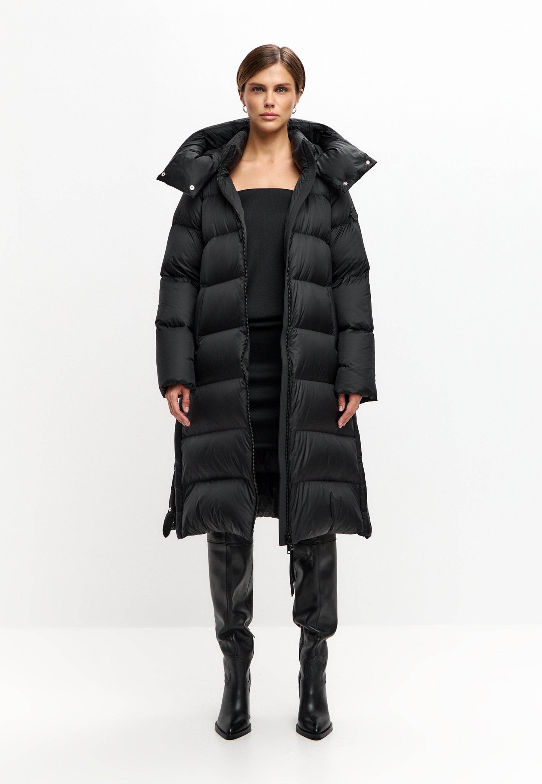 Manteau long matelassé oversize à capuche
