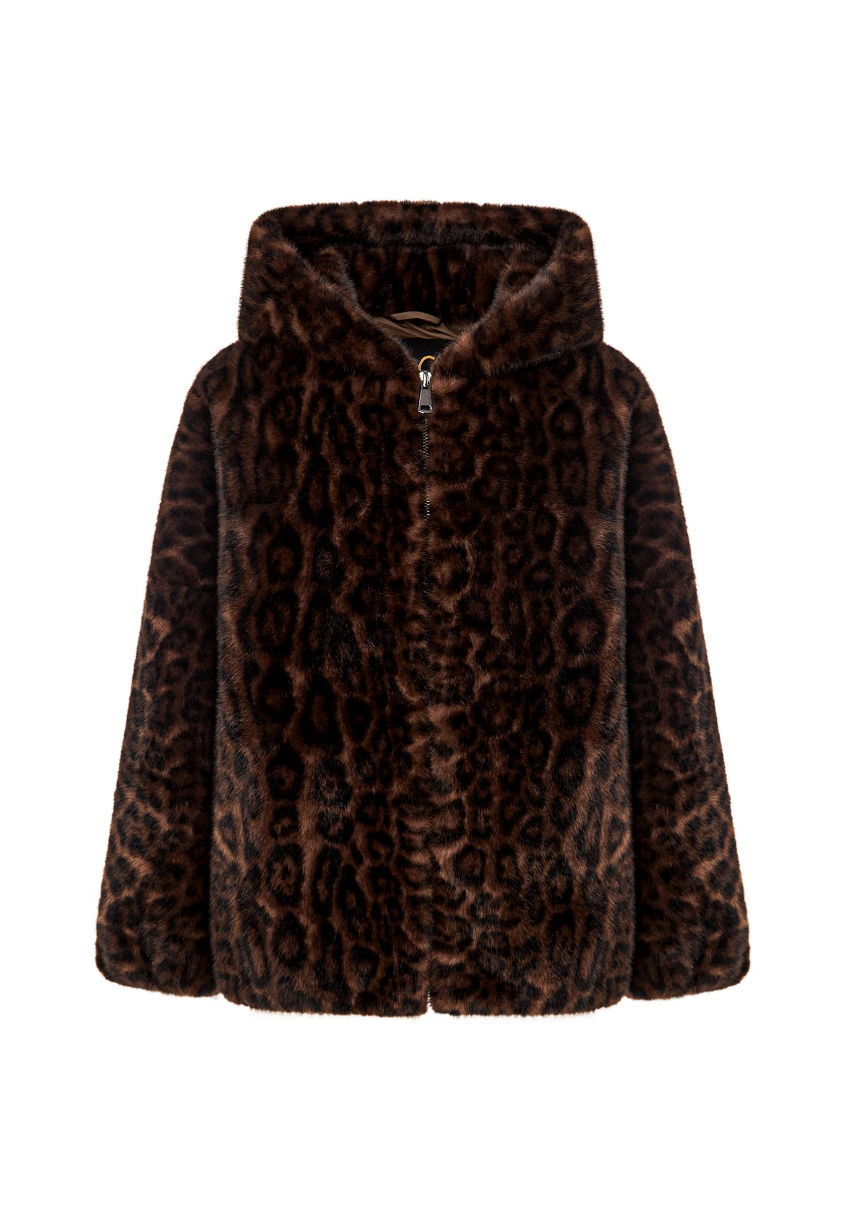Stylish Hooded Faux Fur Jacket Reyna - Leopard