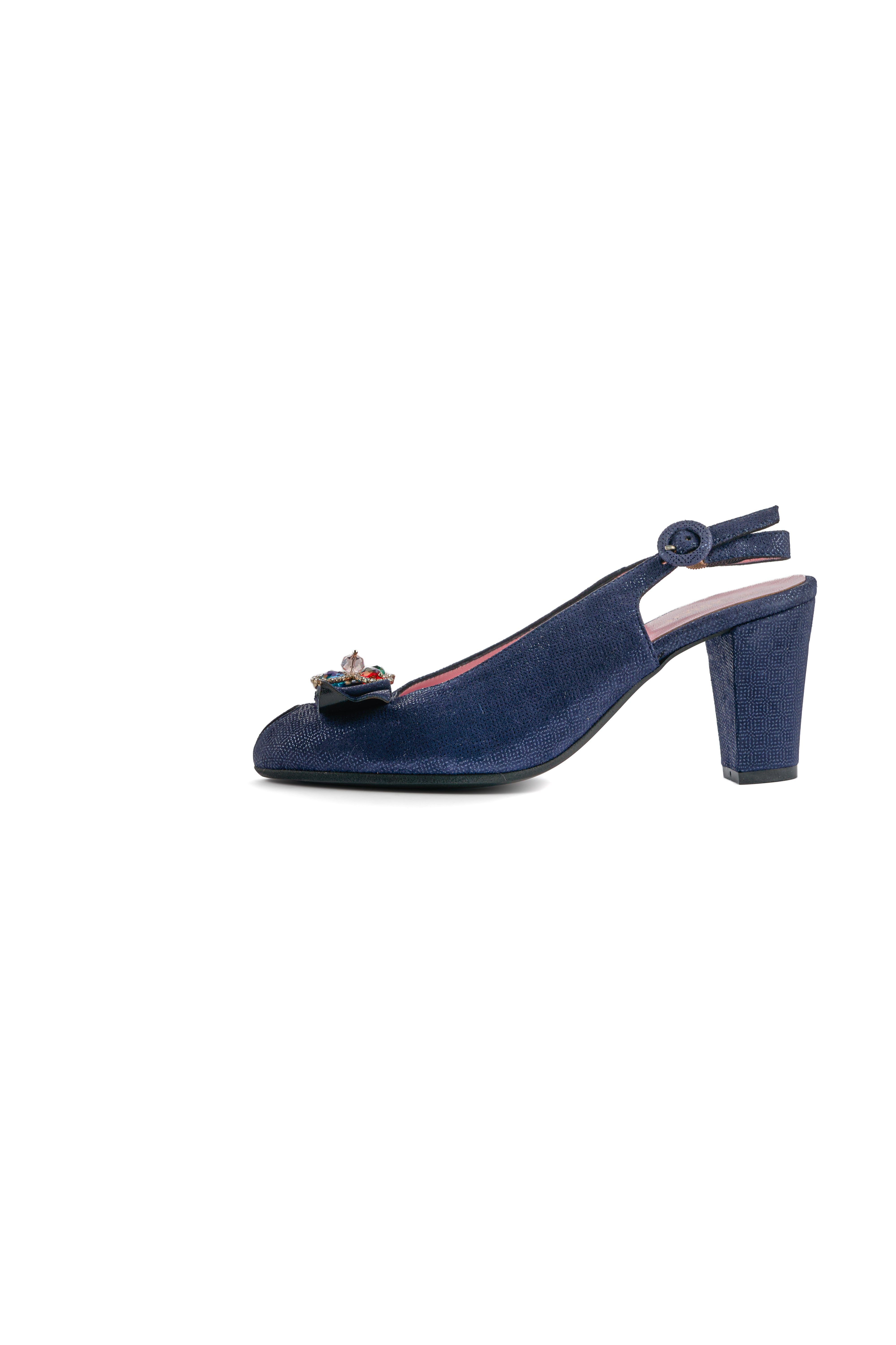 Skórzane czółenka slingback – Granatowe