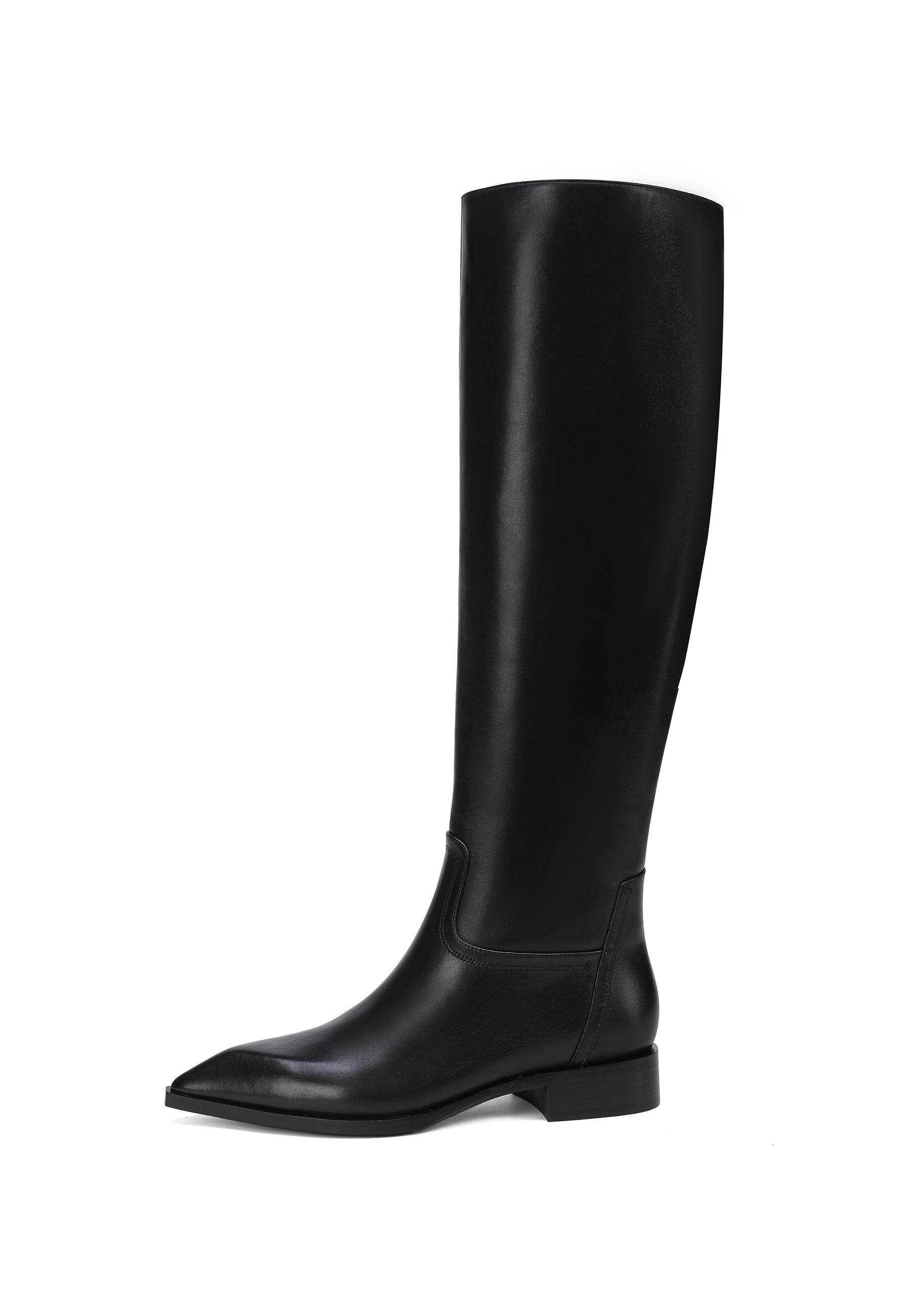 Hohe Stiefel aus Leder mit Blockabsatz