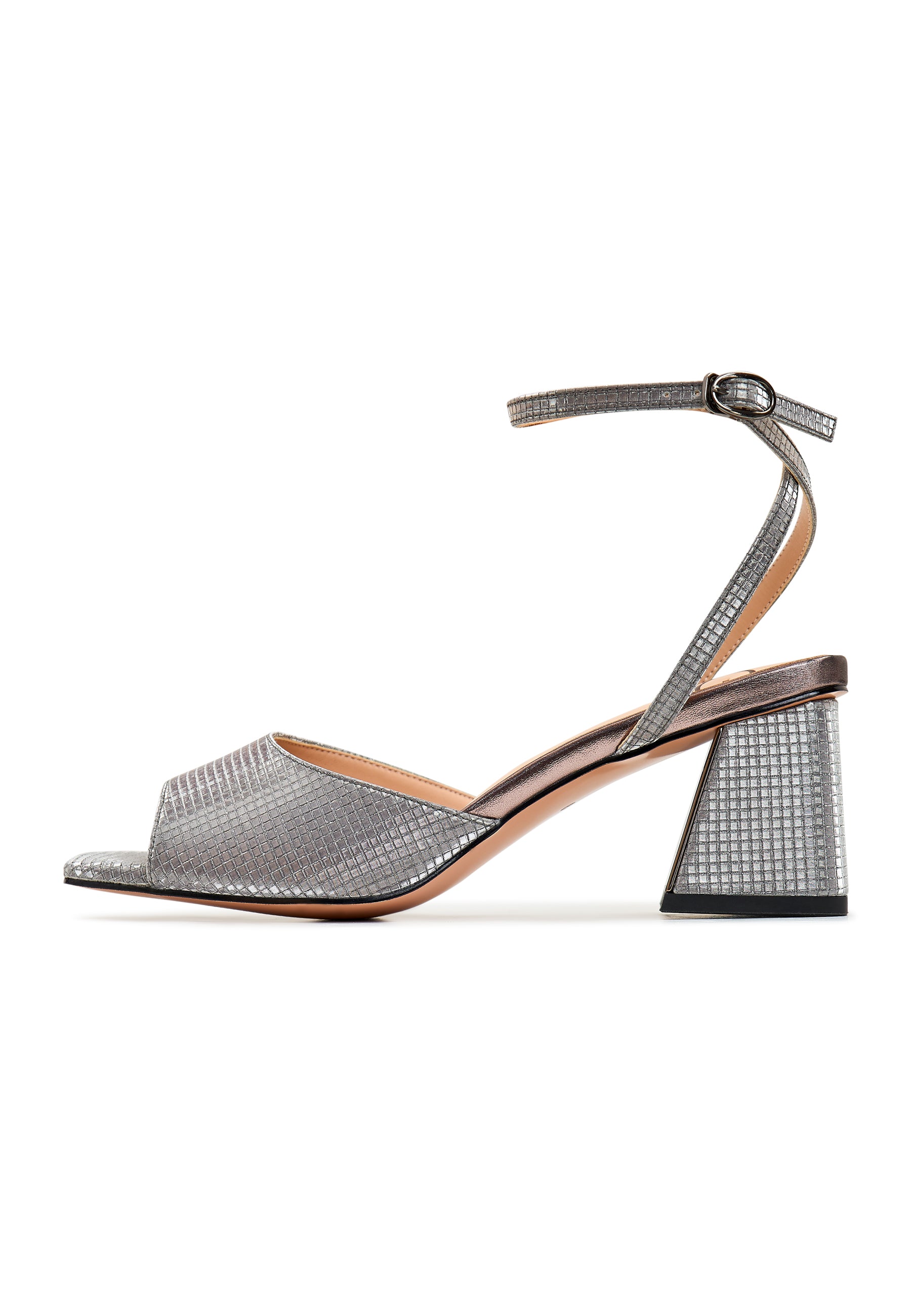 Jewel Block Heels Sandals Aurora - Dark Silver