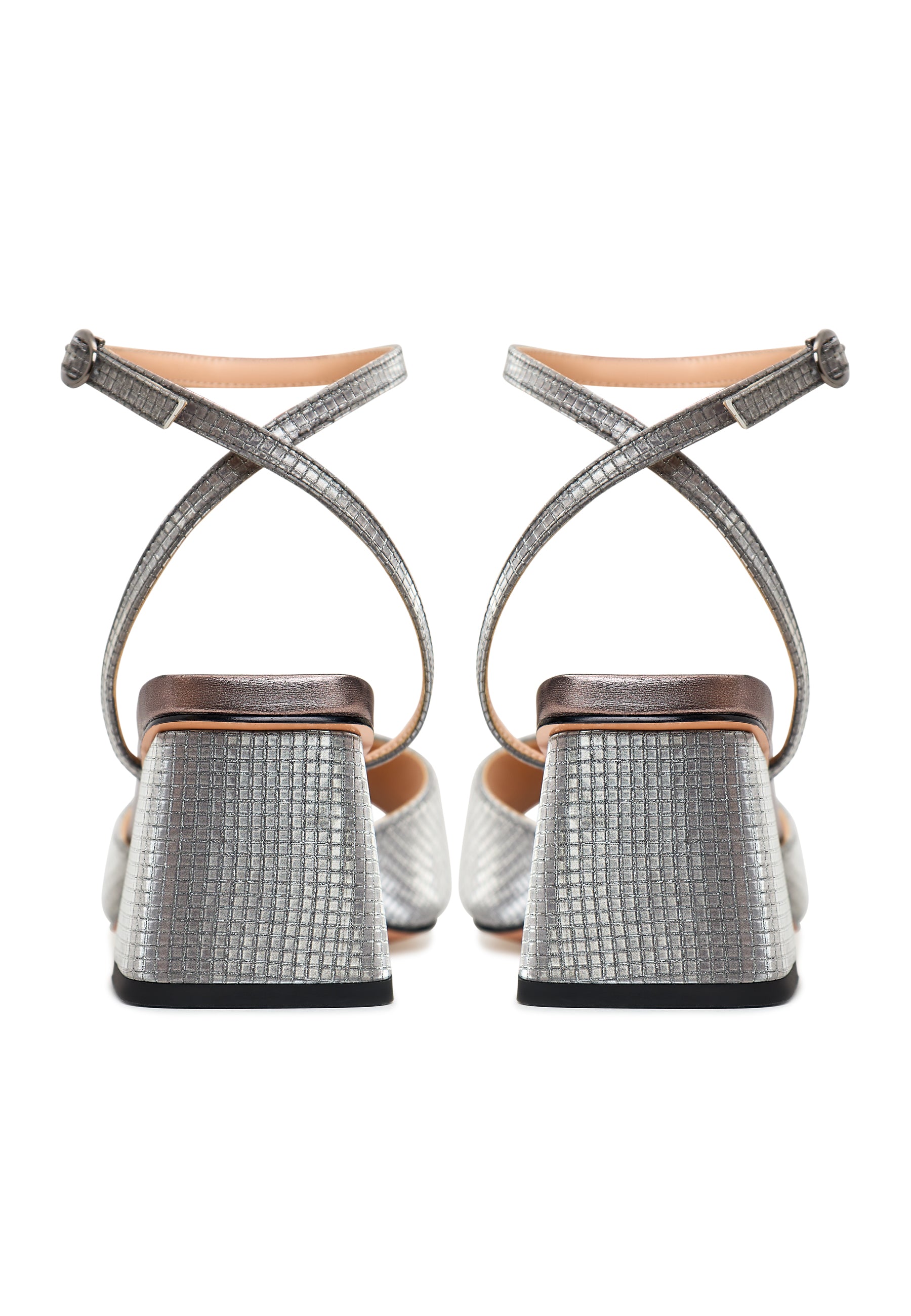 Jewel Block Heels Sandals Aurora - Dark Silver