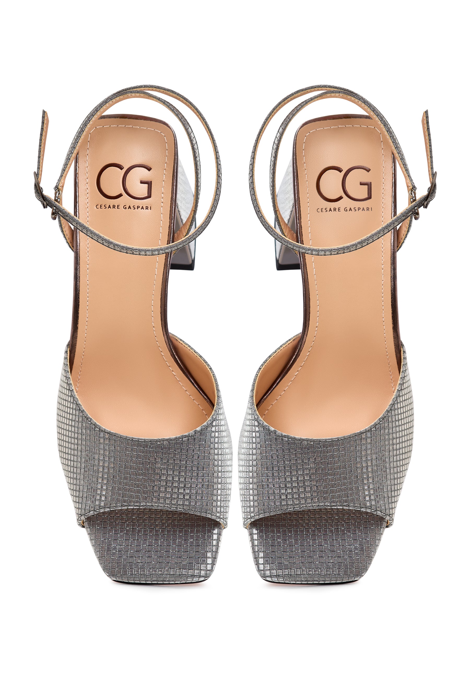 Jewel Block Heels Sandals Aurora - Dark Silver