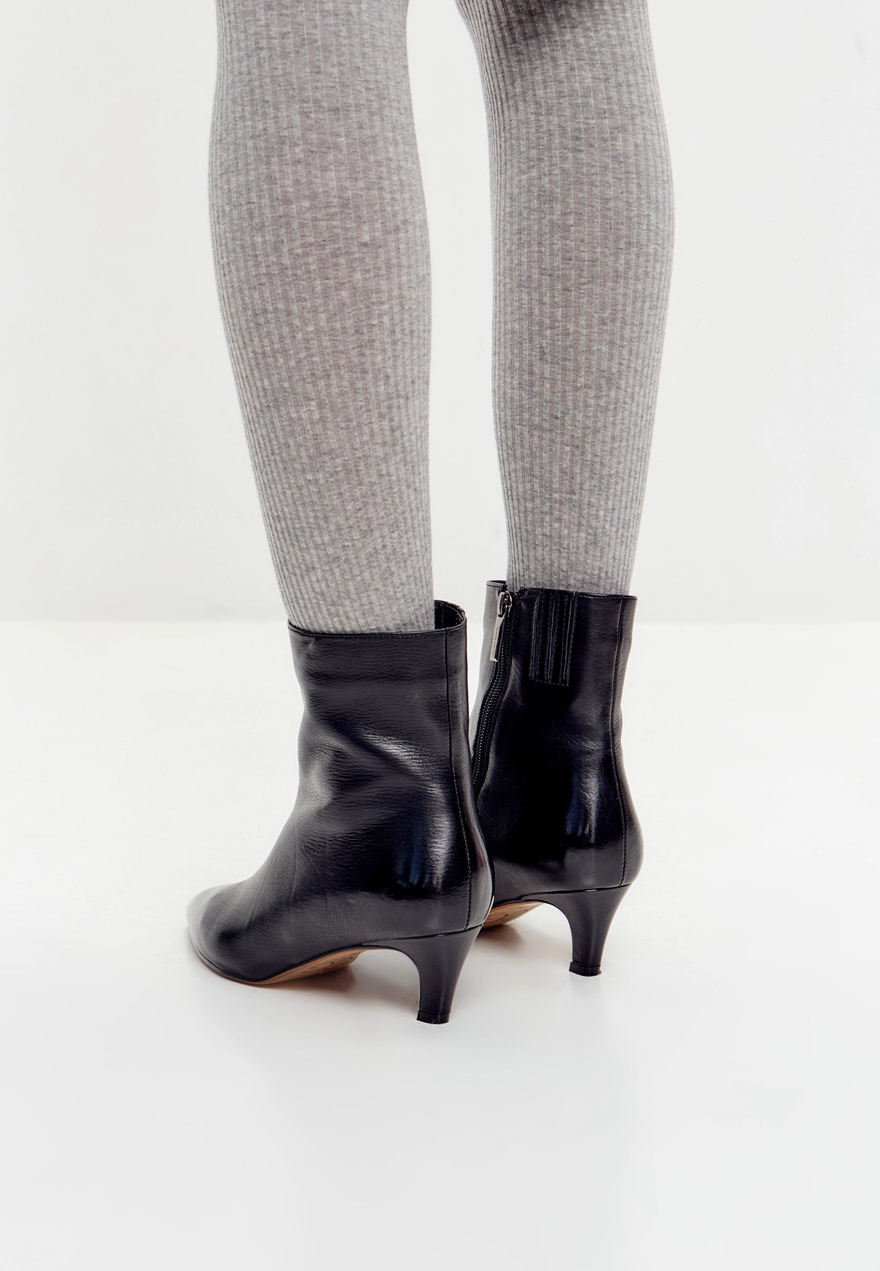Sleek Pointed Ankle Boot with Kitten Heel