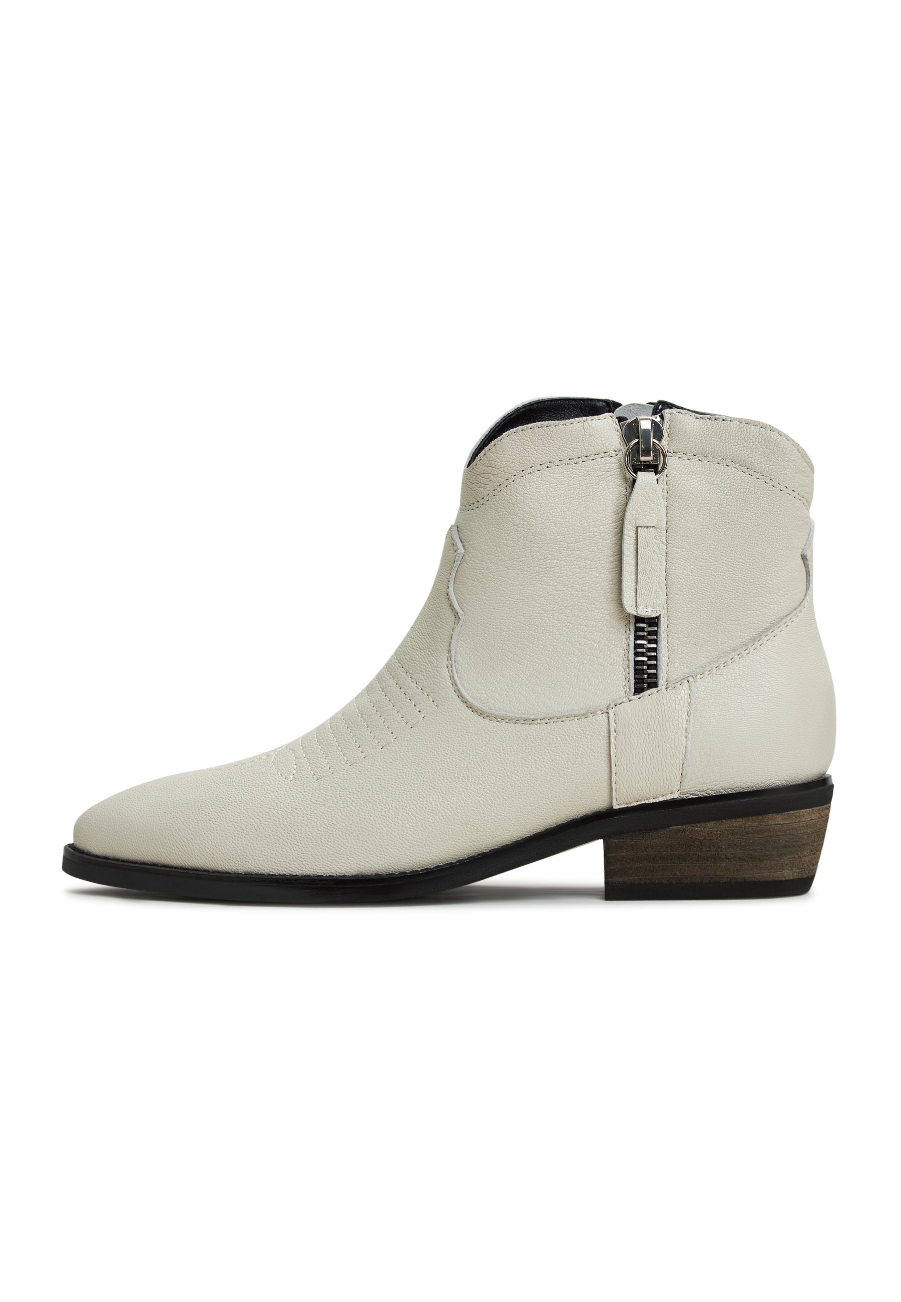 Botas vaqueras de piel Vicky - Marfil