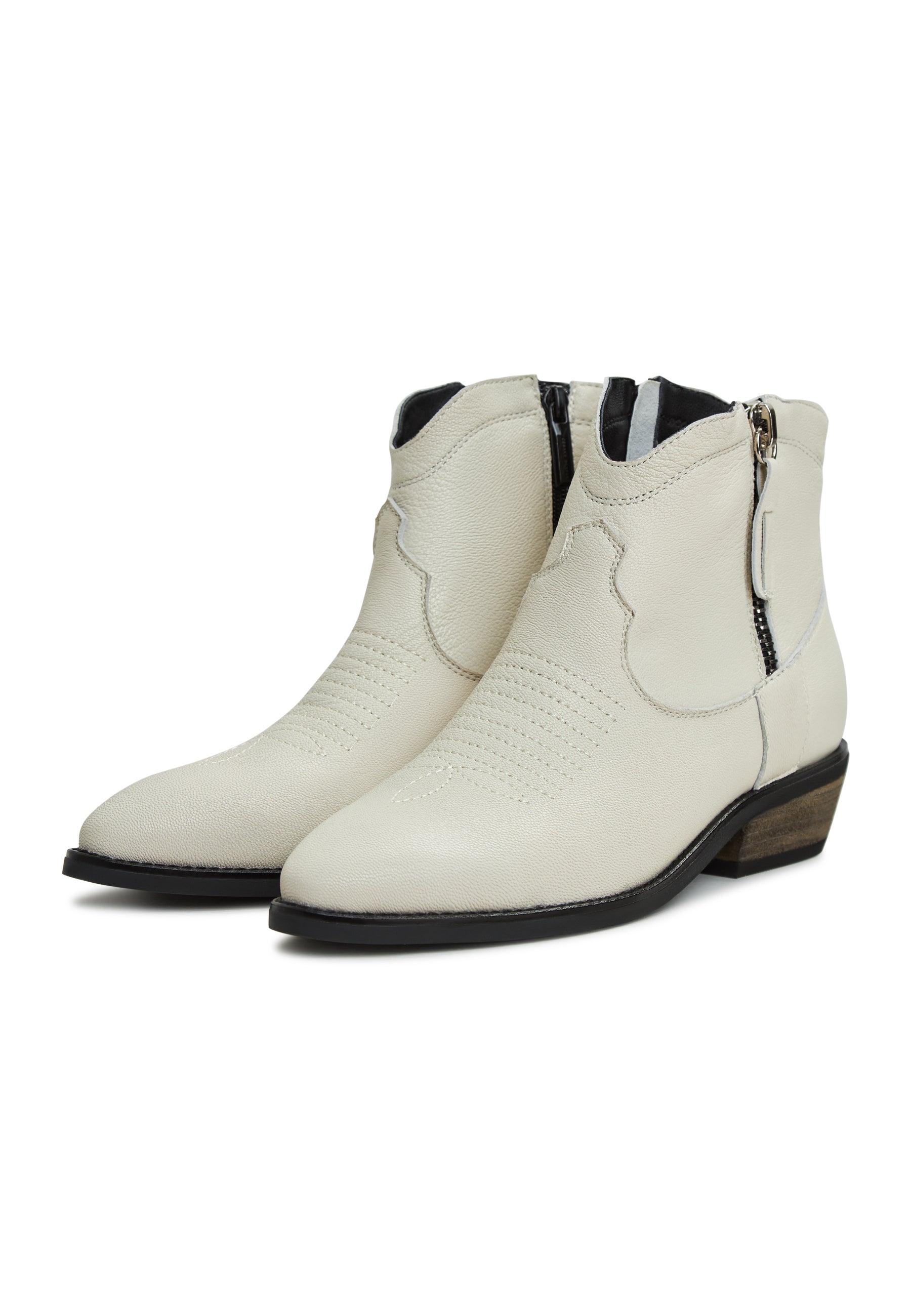 Botas vaqueras de piel Vicky - Marfil