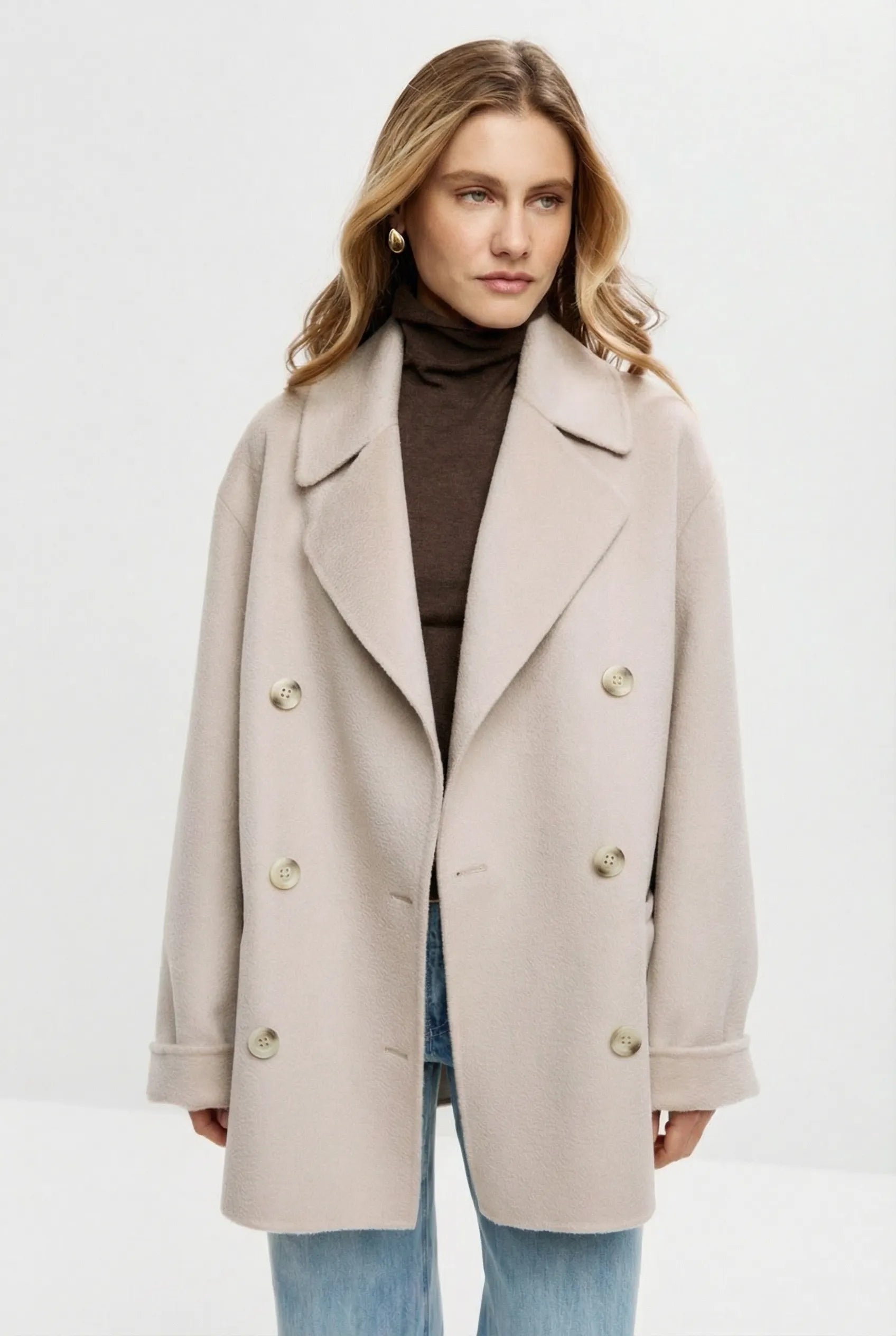 Cashmere Tailored Coat – Pearl