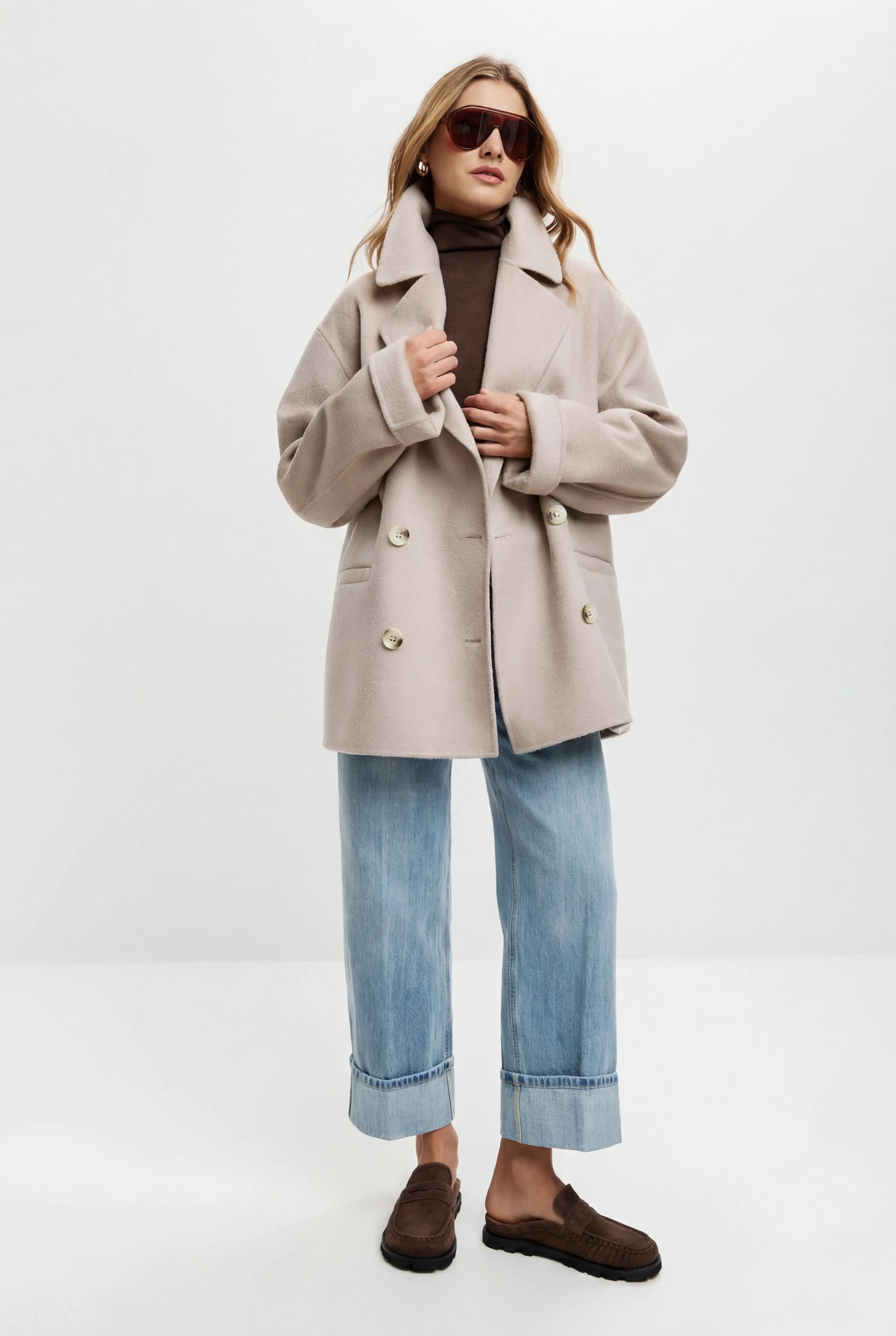 Cashmere Tailored Coat – Pearl