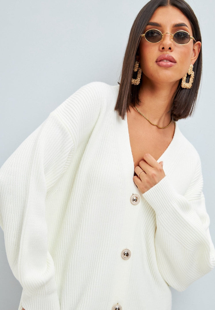 Cardigan decote em V – Marfim