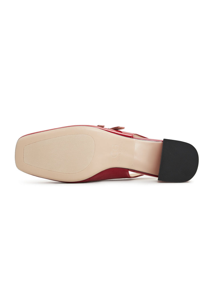 A chic pair of red Slingback Block Heels by Mar y Sol, perfect for any fashion-forward woman's collection of Women's pumps and stylish fashion footwear.