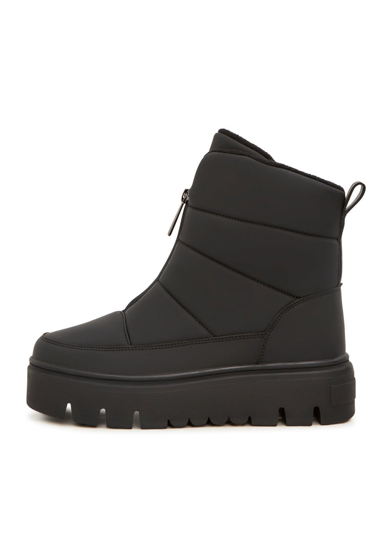 Stay chic and cozy all winter long with these fashionable and elegant black snow boots, the perfect stylish footwear for cold weather adventures.