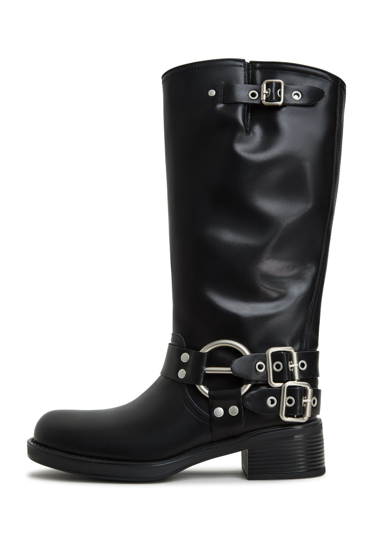 A stylish pair of black Lily leather boots - high-quality women's leather boots perfect for any outfit.