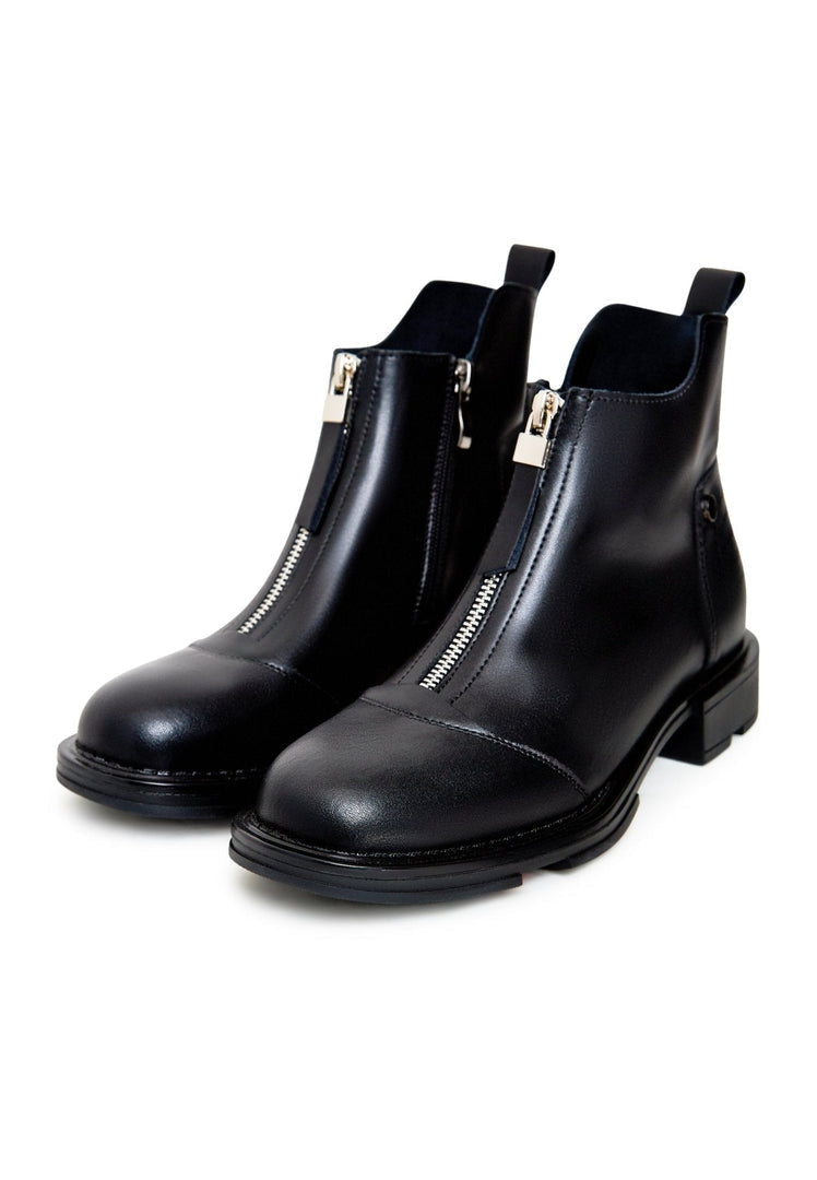 A trendy pair of stylish ankle boots named Antonia in classic black, perfect for women's footwear, showcasing fashionable footwear.