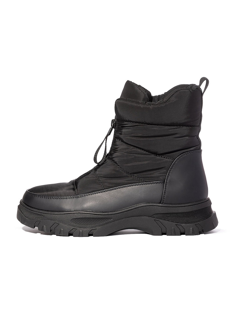 A stylish pair of black winter boots, perfect for cold weather and snowy conditions, designed as waterproof winter footwear.