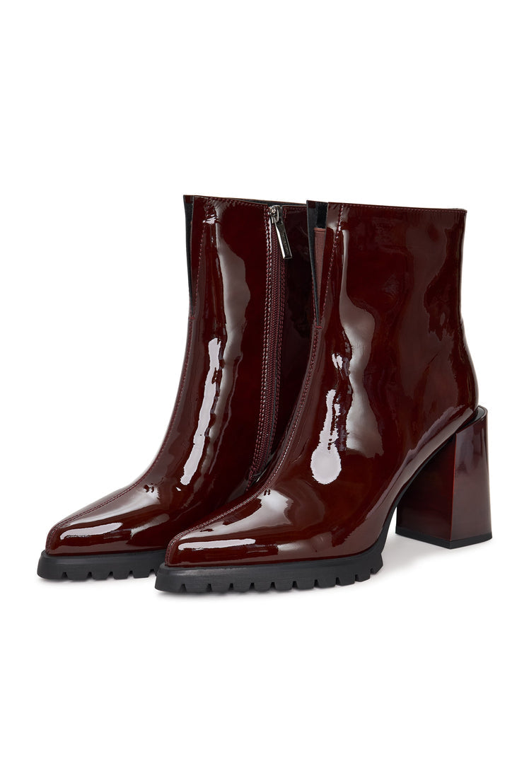 A stylish pair of red Helen block heel women's boots - the perfect fashion footwear statement piece.